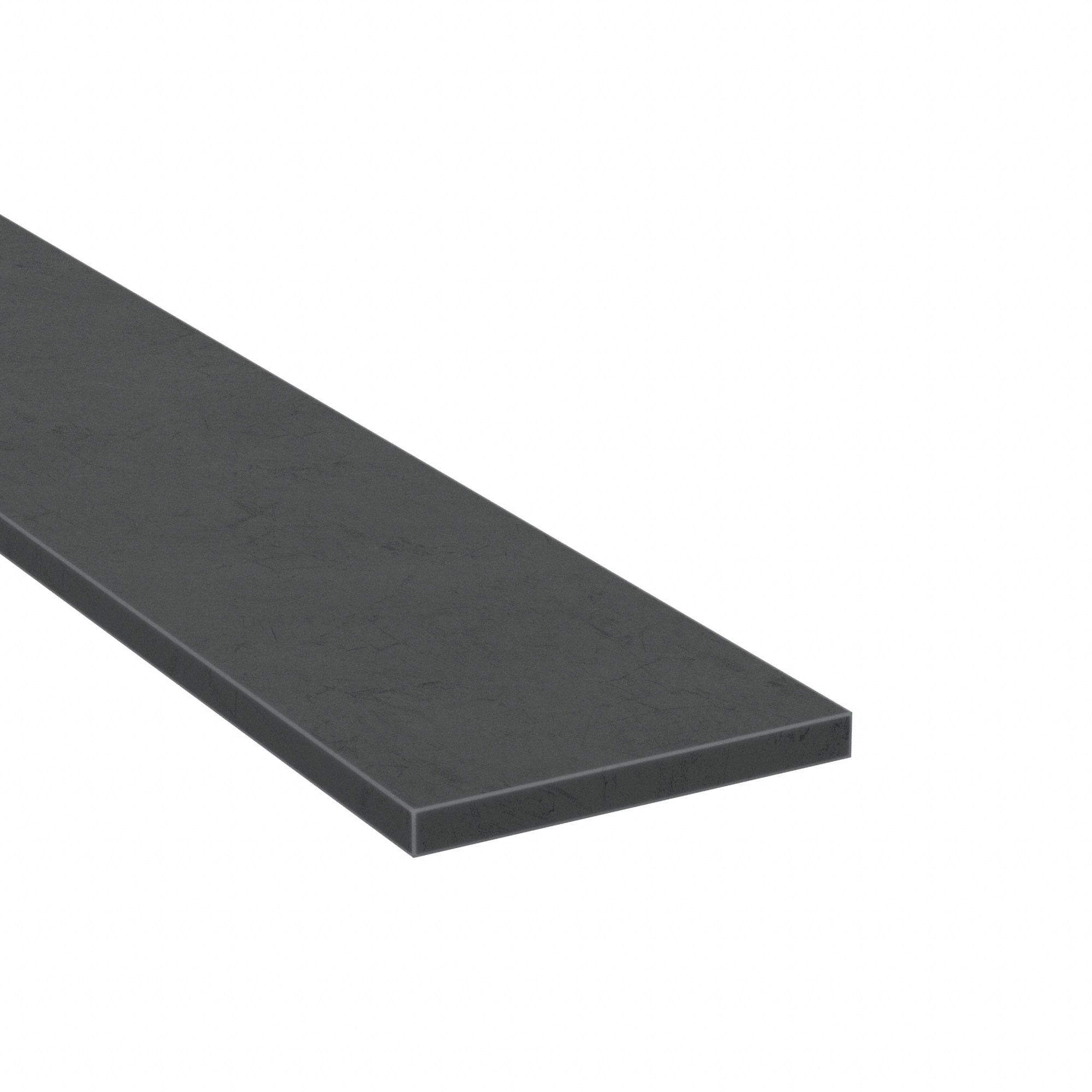 Rubber Strip: EPDM, Flame-Resistant, 1/4 in Thick, 1 in x 10 ft, Black, 60 Shore A Durometer, Plain