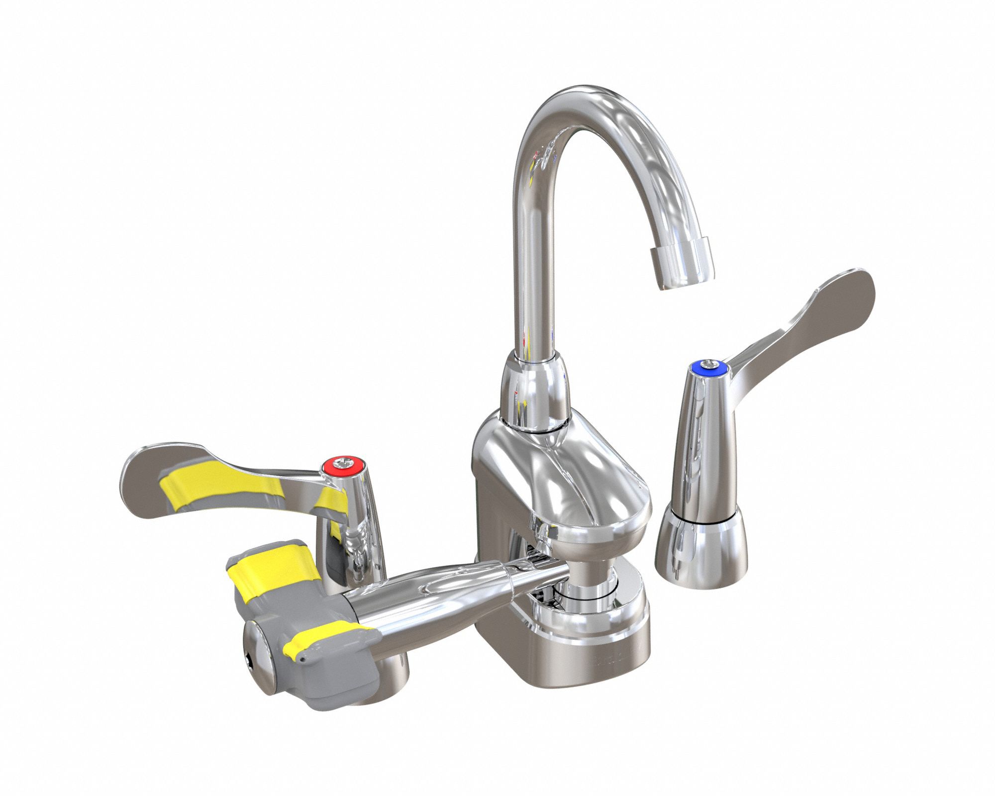 Plumbed Eyewash: Std, Counter Mnt, Hot/Cold Handles Faucet, Eyes Coverage, No Bowl, S19-505W