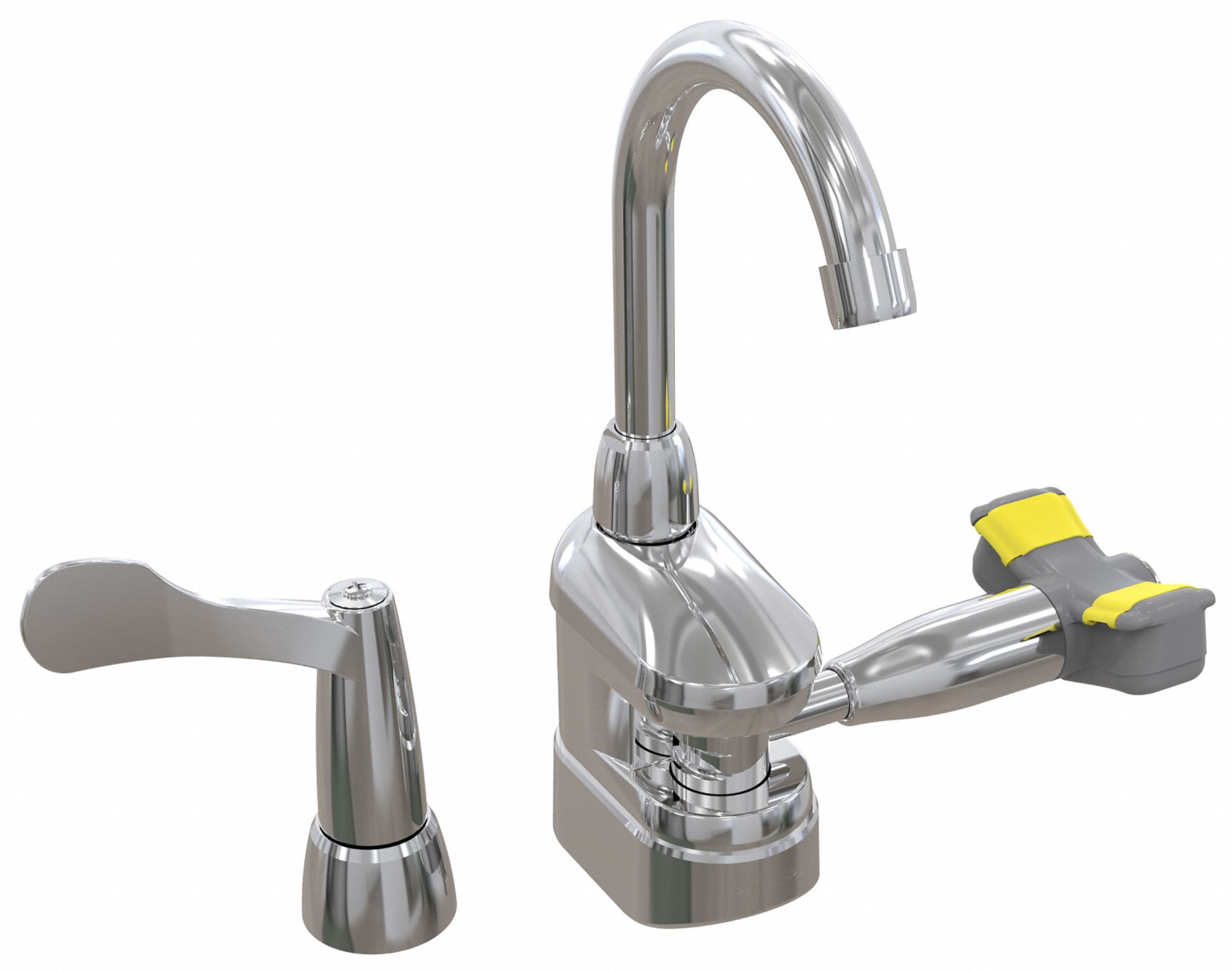 Plumbed Eyewash: Std, Counter Mnt, Single Lever Faucet, Eyes Coverage, No Bowl, Swing Right