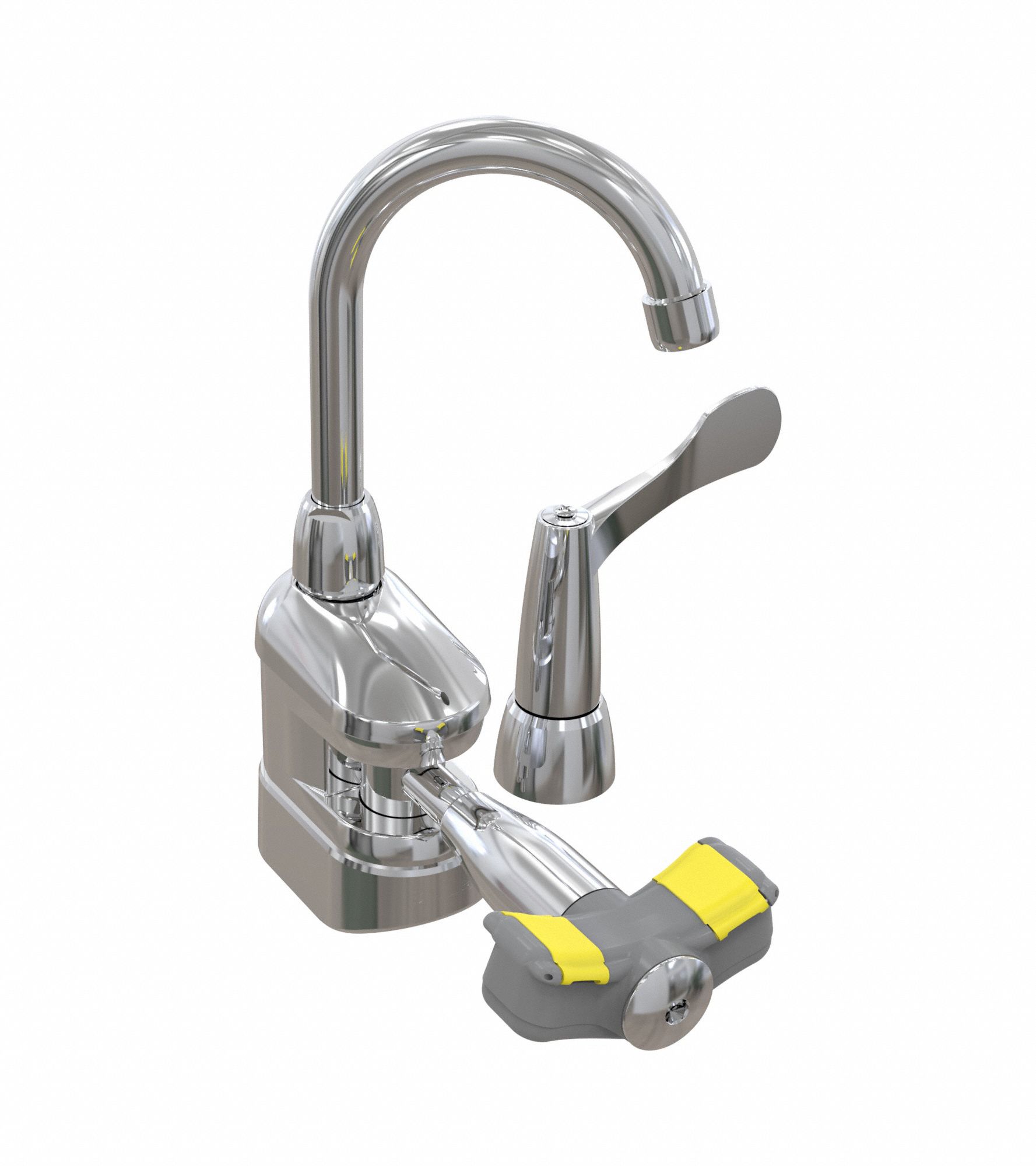 Plumbed Eyewash: Std, Counter Mnt, Single Lever Faucet, Eyes Coverage, No Bowl, Swing Left