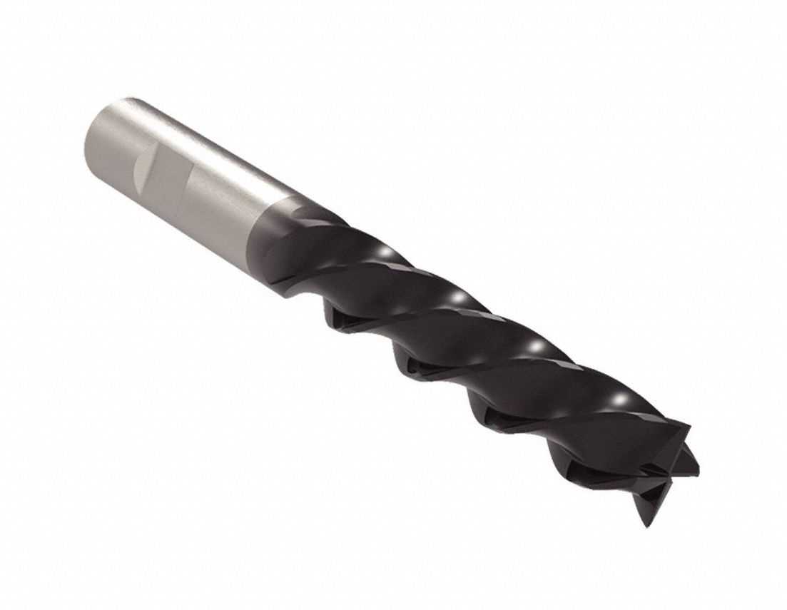 Square End Mill: Carbide, AlTiN Coated, 4 Flute, 1" Mill Dia, 2" LOC, 5" OAL
