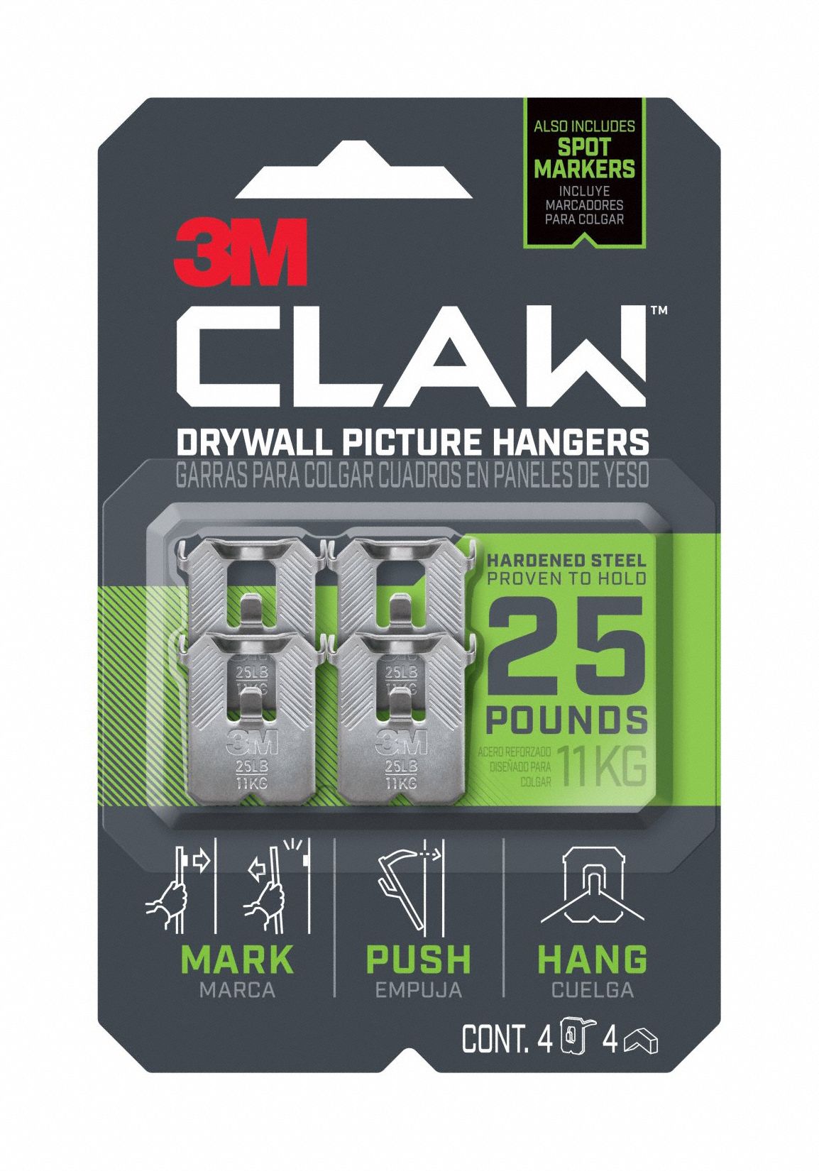 Picture Hanger,  Silver,  Steel,  PK4