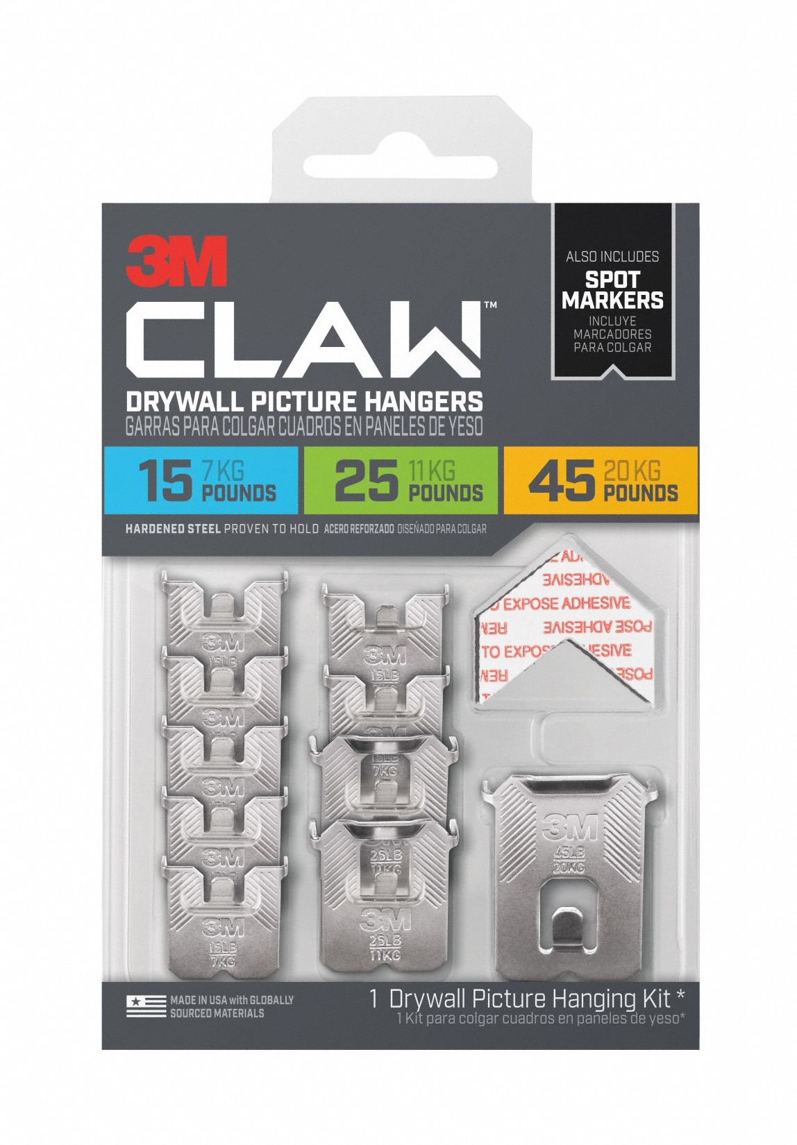 Picture Hanger,  Silver,  Steel,  7/16 in D