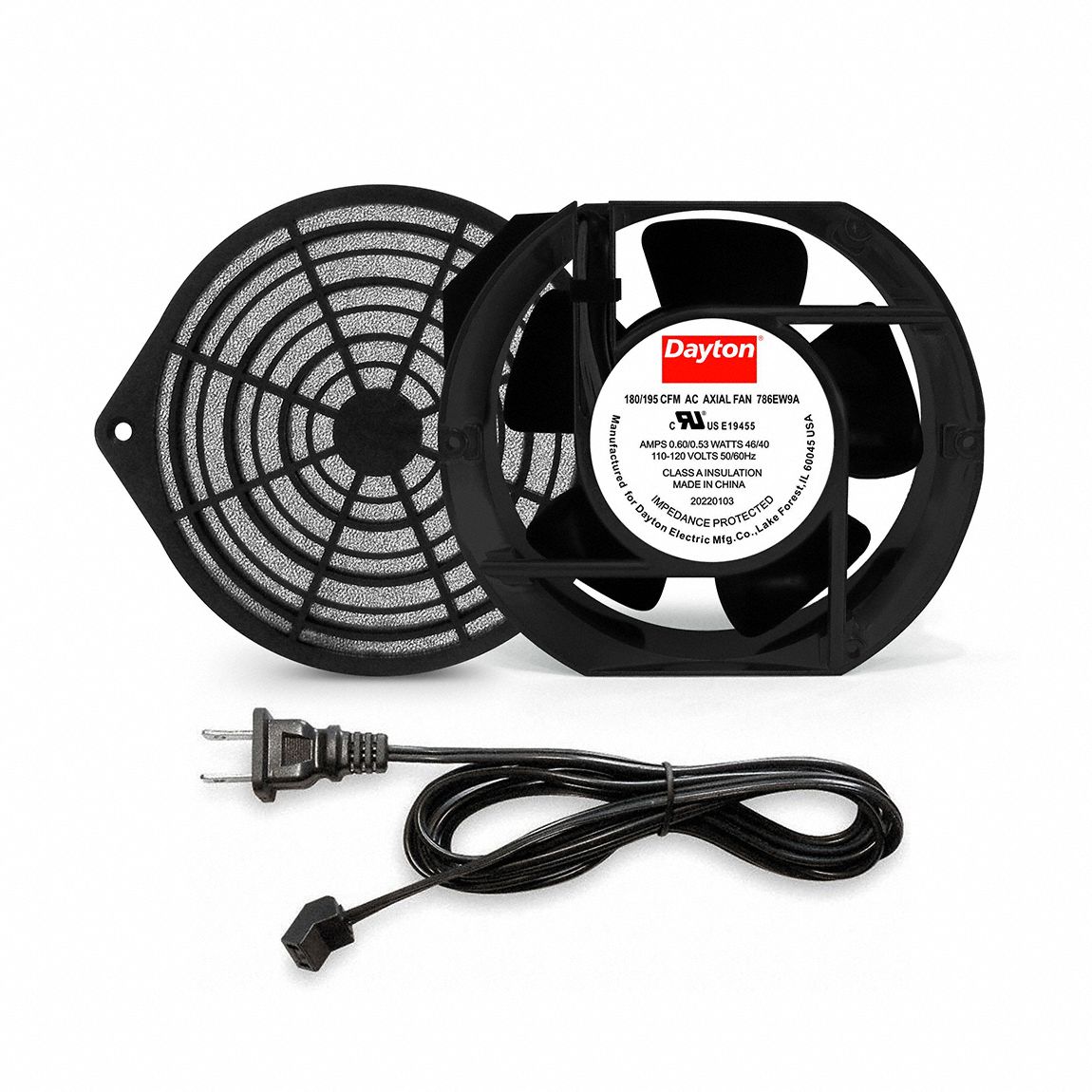 DAYTON, 6 3/4 in Ht, 2 in Dp, Oblong Axial Fan Kit 786EW9786EW9 Grainger