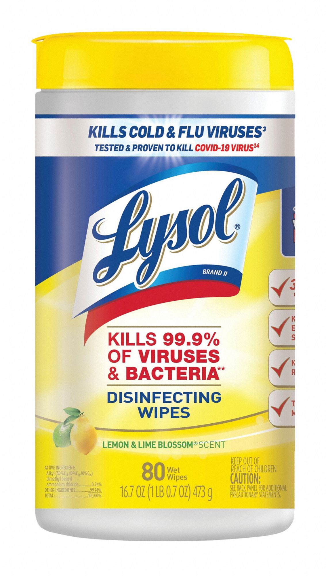 LYSOL, Canister, 80 ct Container Size, Disinfecting Wipes 786F07
