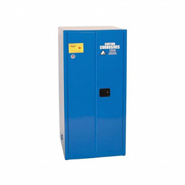 Hazardous Material Storage Cabinet: Std, 60 gal, 34 in x 34 in x 65 in, Blue, Self-Closing