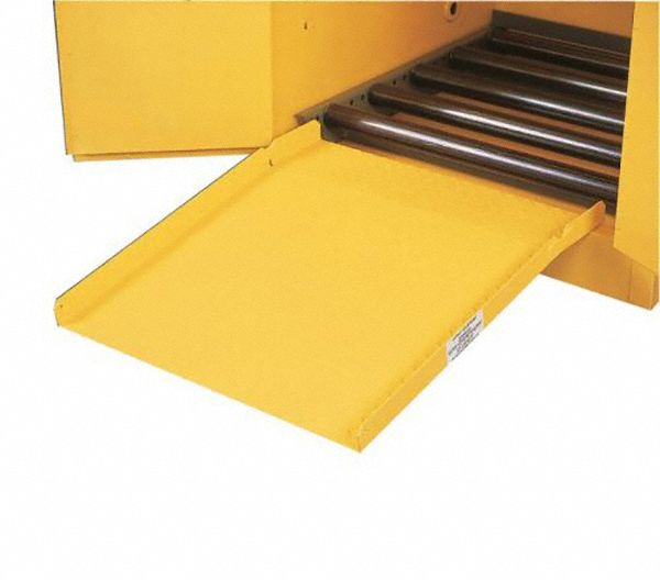 Drum Ramp: Vertical Drum Cabinets, 28 in x 24 1/2 in x 4 in, 750 lb Load Capacity, Yellow