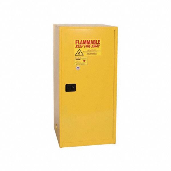 Hazardous Material Storage Cabinet: Std, 60 gal, 34 in x 34 in x 65 in, Yellow, Manual Close