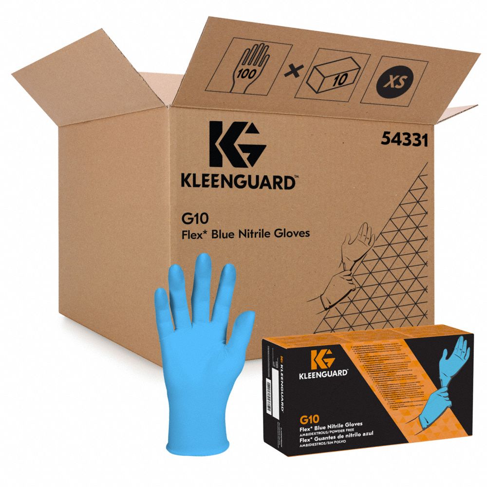 Disposable Gloves: Food-Grade/Gen Purpose, 3 mil, Powder-Free, Nitrile, XS ( 6 ), Grain