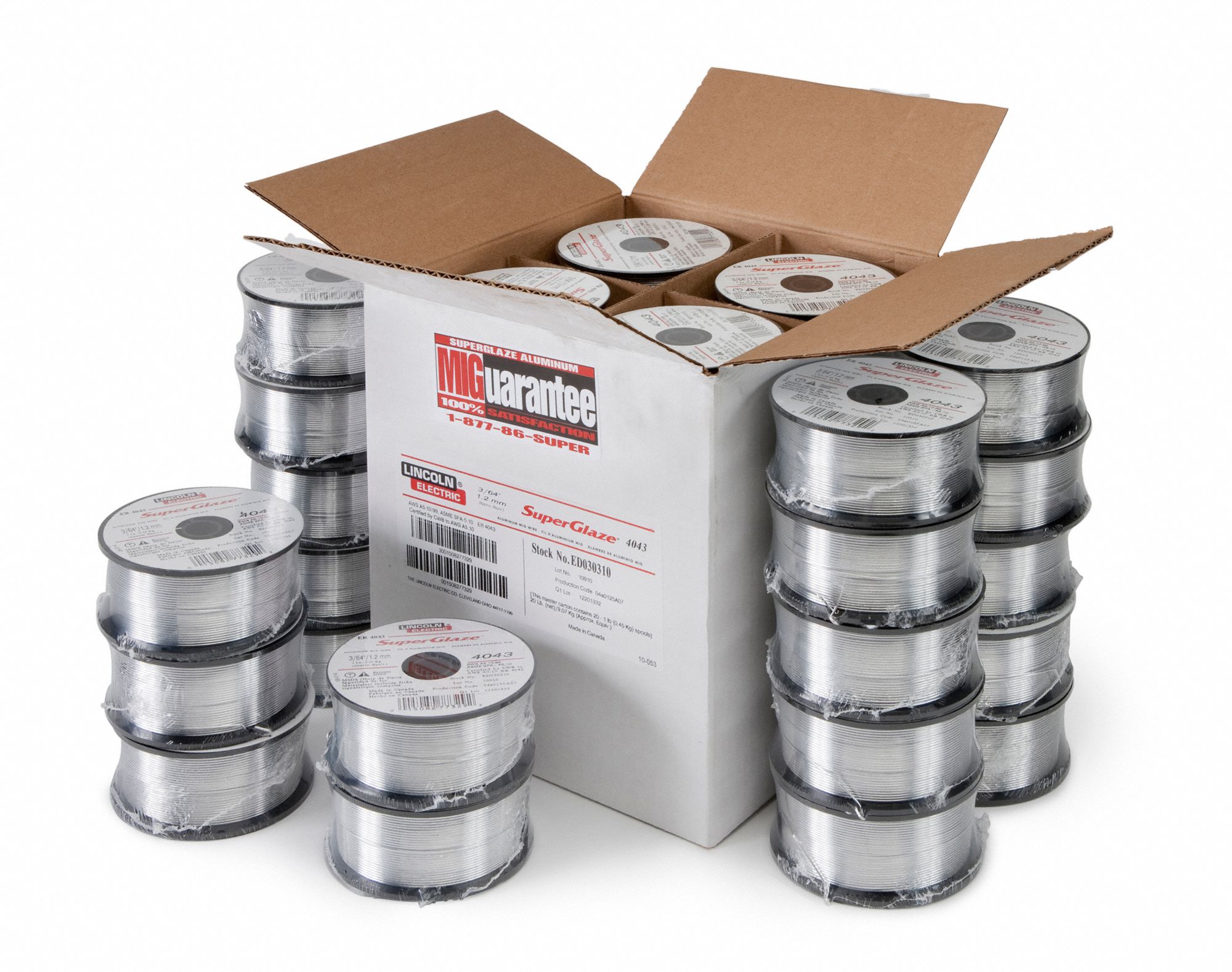 LINCOLN ELECTRIC, Aluminum, ER4043, MIG Welding Wire 786W81ED030308