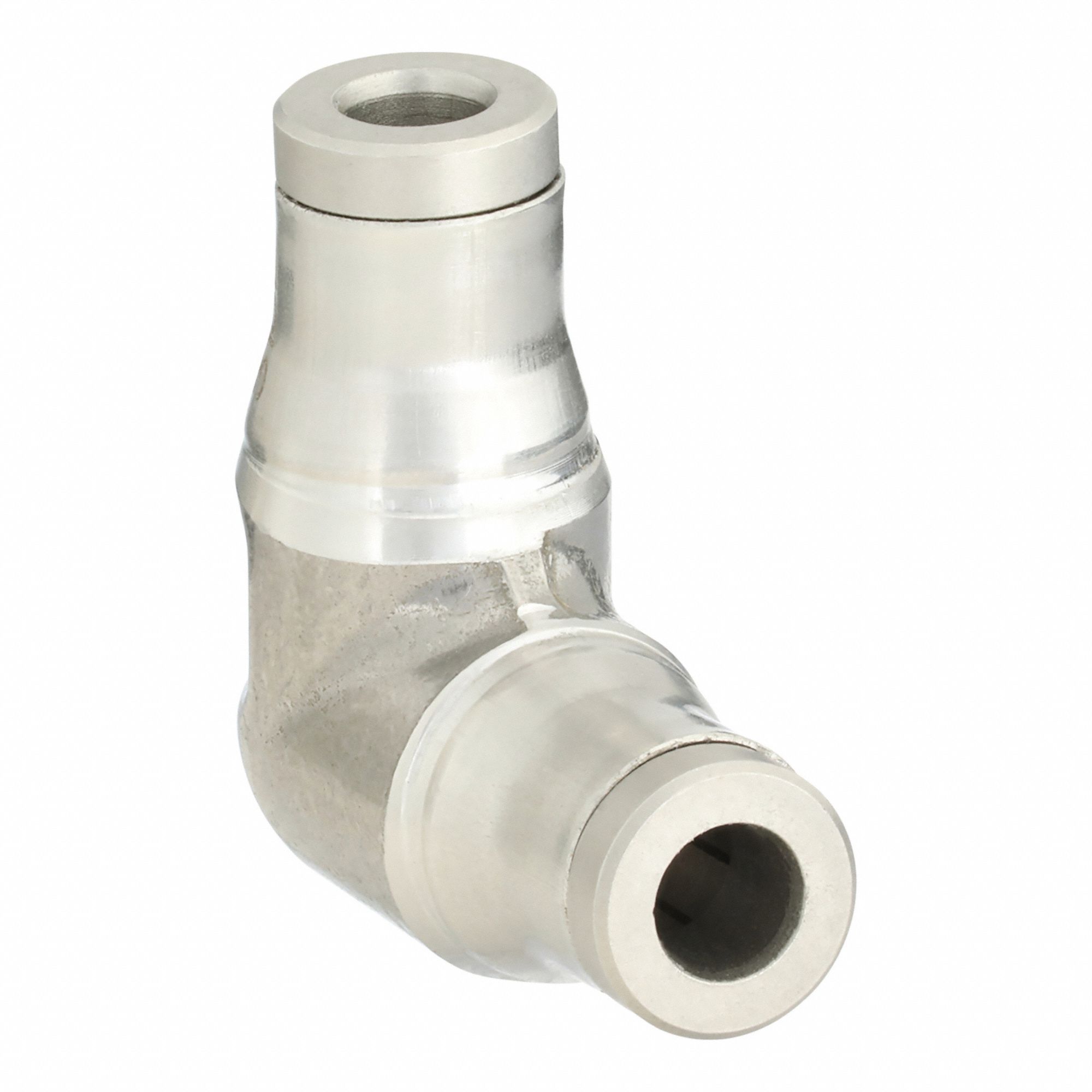 Push-Fit Elbow Fitting: 1/2 in OD x 1/2 in OD Size, Push-to-Connect x Push-to-Connect, Silver