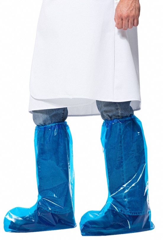 VR Shoe Covers: Polyolefin, Includes Slip Resistant Sole, 22 in Overall Ht, Blue, 100 PK