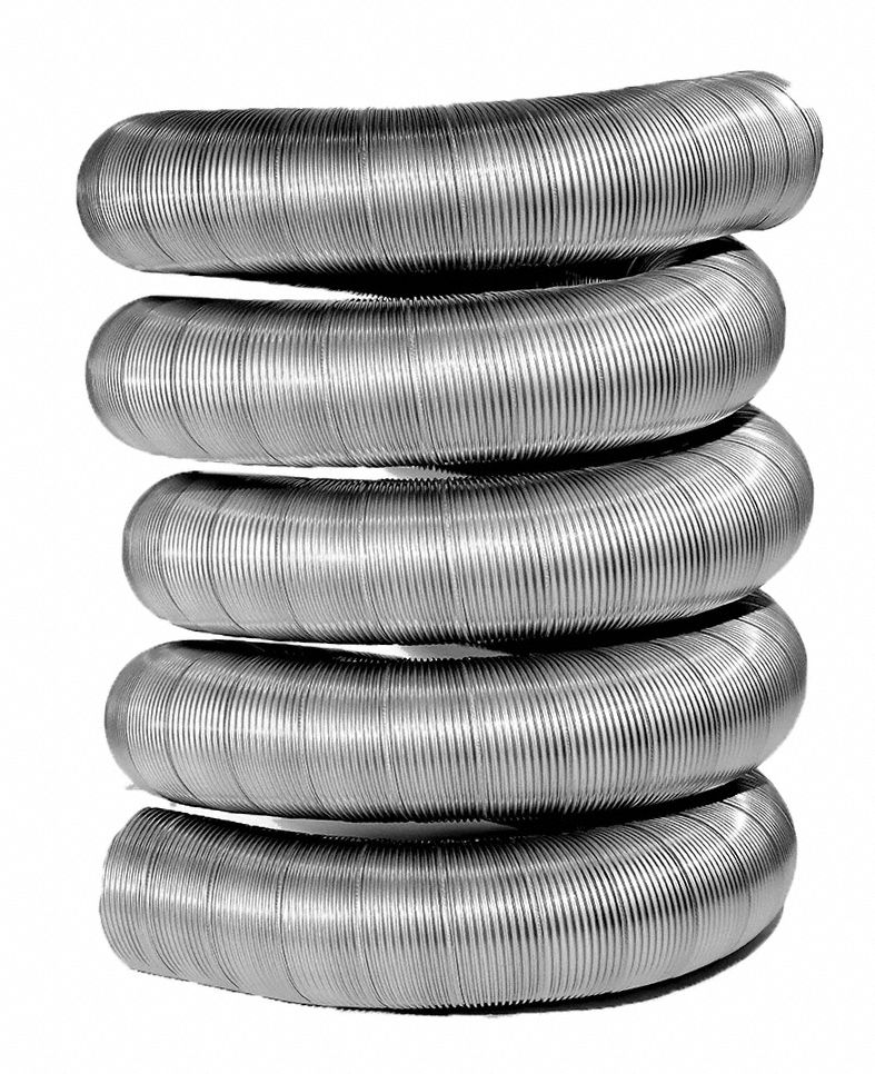 Chimney Liners: 4 in Duct, All Fuel, 25 ft Lg, 1, 200°F Max, 316, Stainless Steel, 1 Ply