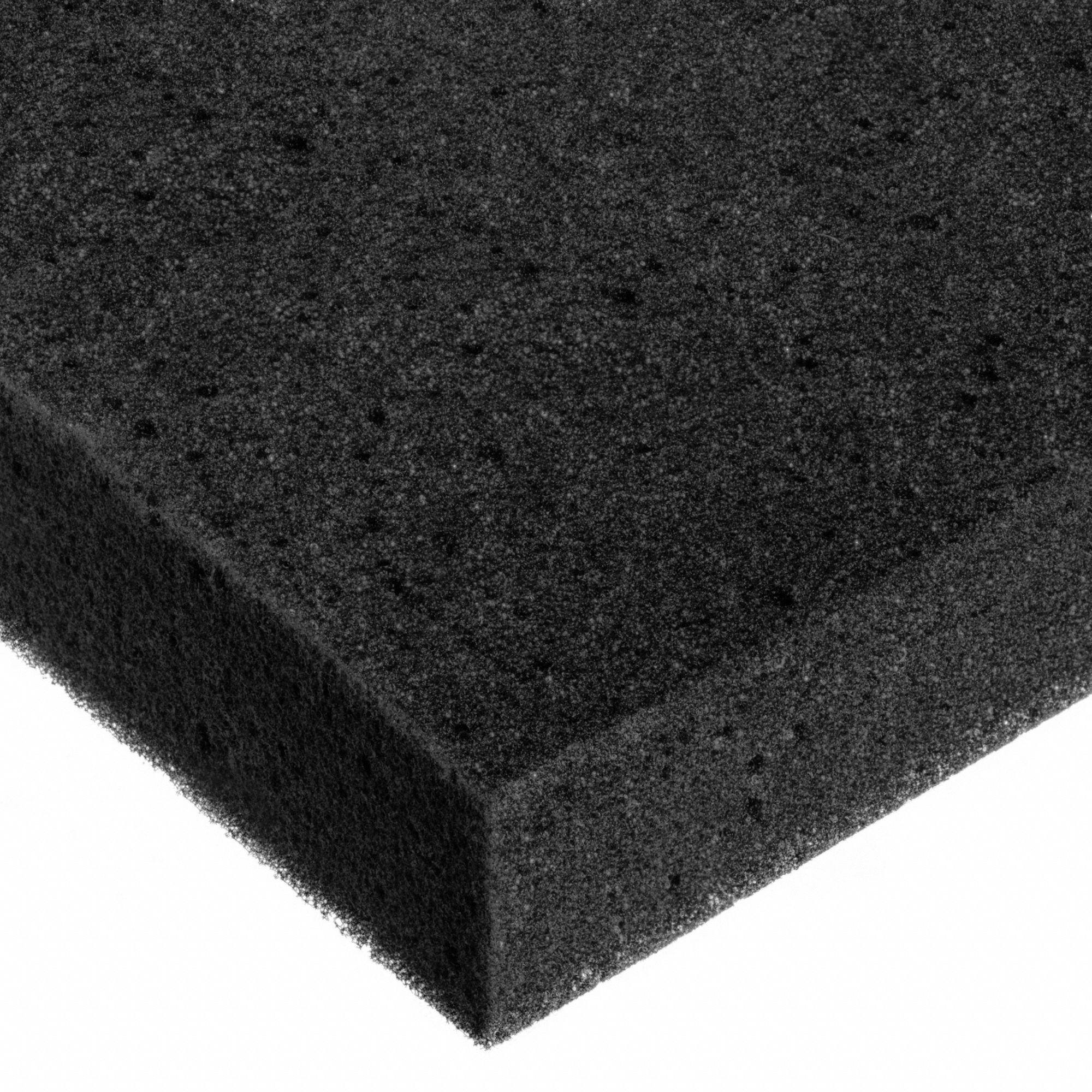 Foam Sheet: Std, 1 in Thick, 12 in x 12 in, Black, Open Cell, Plain, -20°F to 160°F, CAL 117