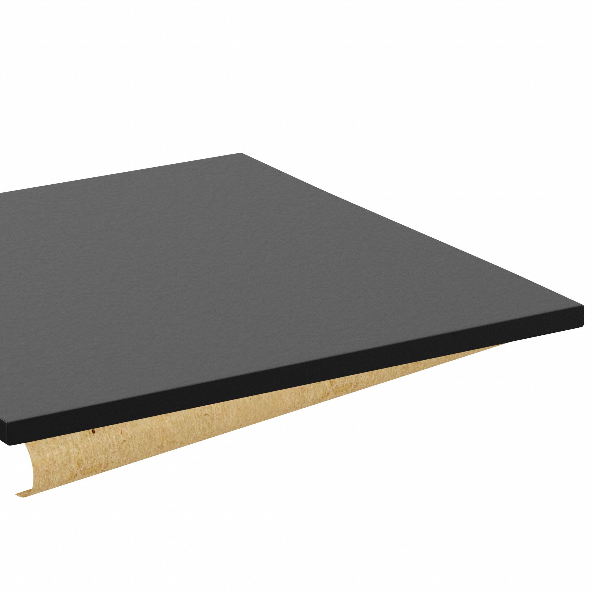 Foam Sheet: Std, 1 in Thick, 12 in x 12 in, Black, Open Cell, 1-Sided Adhesive, -20°F to 175°F