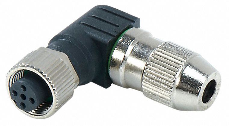 M12 Circular Connector: A Coded, 4 Socket, M12 Female Thread, IP68, IDC, 90° Angled, Nylon