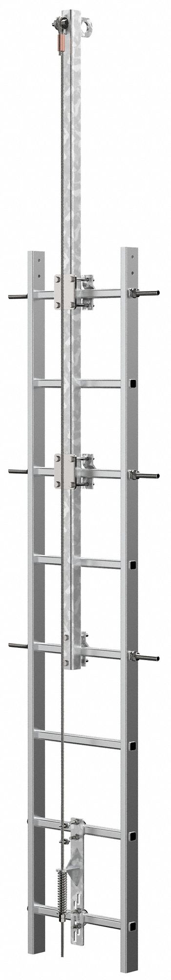 VERTICAL LIFELINE SYSTEM, SILVER, 80 FT, 310 LBS, 3 FIXING POINTS, GALVANIZED STEEL