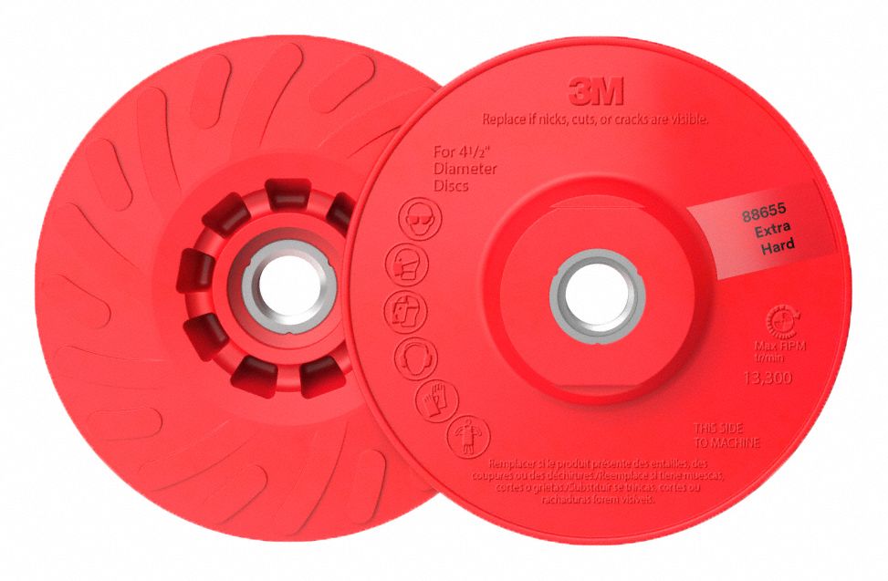 3M, 4 1/2 in Dia, 5/8"11 Threaded Hole, Fiber Disc Backup Pad 787KG7