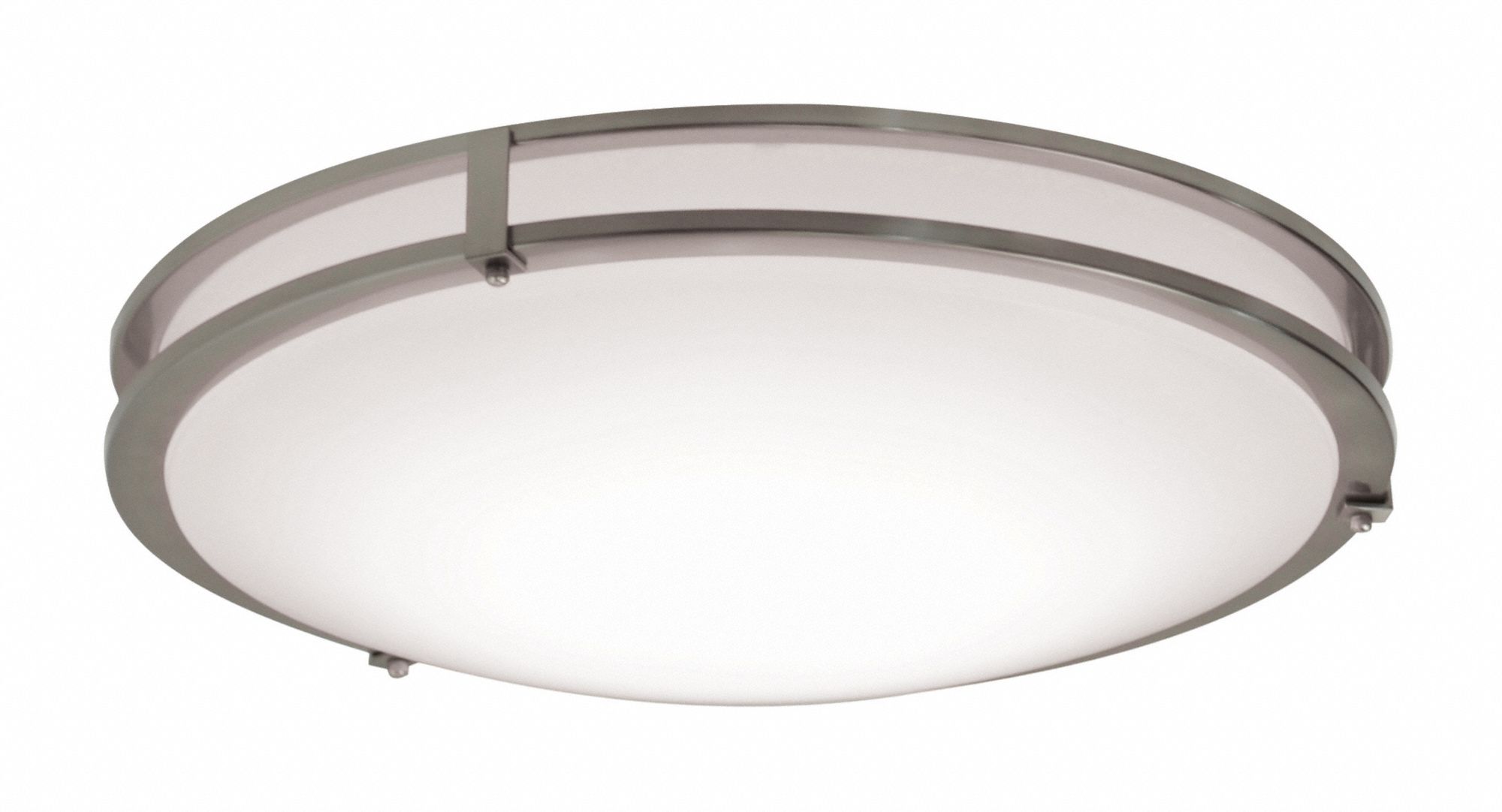 LED Flush Mount: 24 in Dia, Satin Nickel, 5 in Ht, 3, 100 lm, 2700K/3000K/3500K/4000K/5000K, 35 W