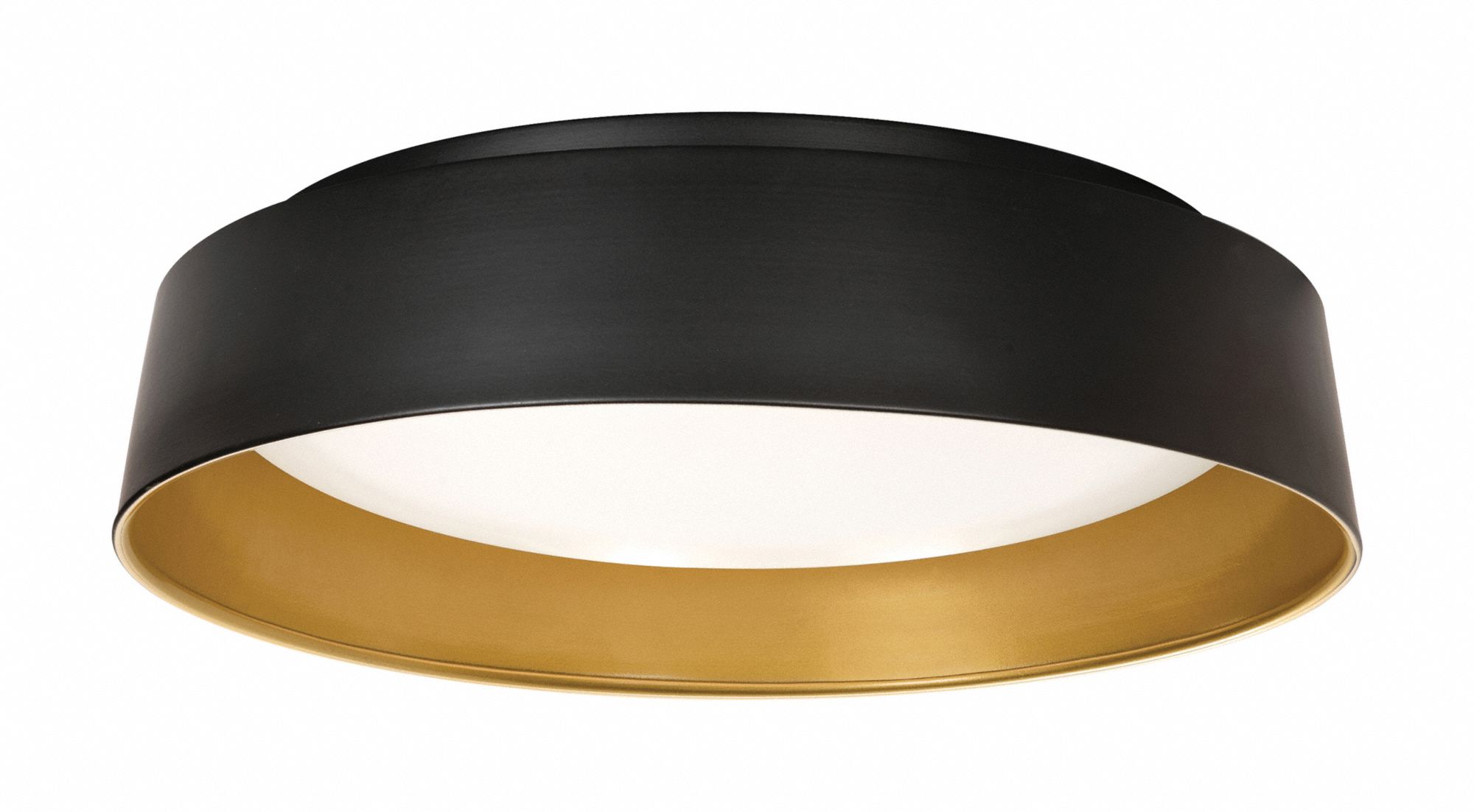 LED Flush Mount: 15 1/2 in Dia, Black/Gold, 4 in Ht, 2, 500 lm, 2700K/3000K/3500K/4000K/5000K, 26 W