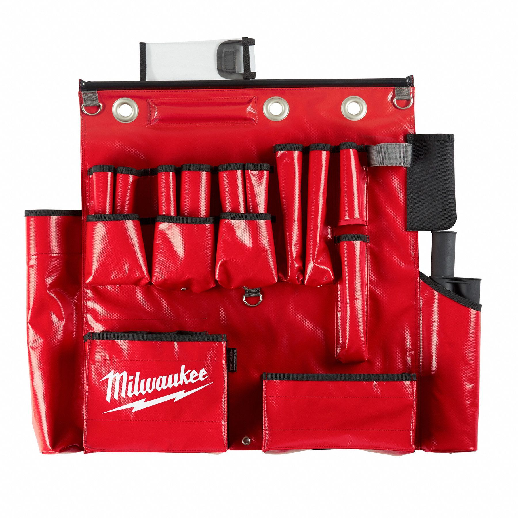 MILWAUKEE Tool Apron Vinyl, Electrician, 25 Pockets, Blank Waist Size