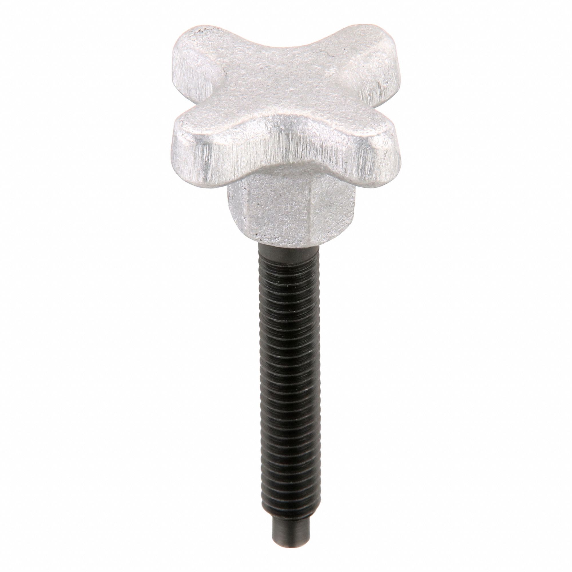 Dog Point Hand Knob Screw: 5/16"-18 Thread, 1 3/4 in Thread Lg, 2 PK