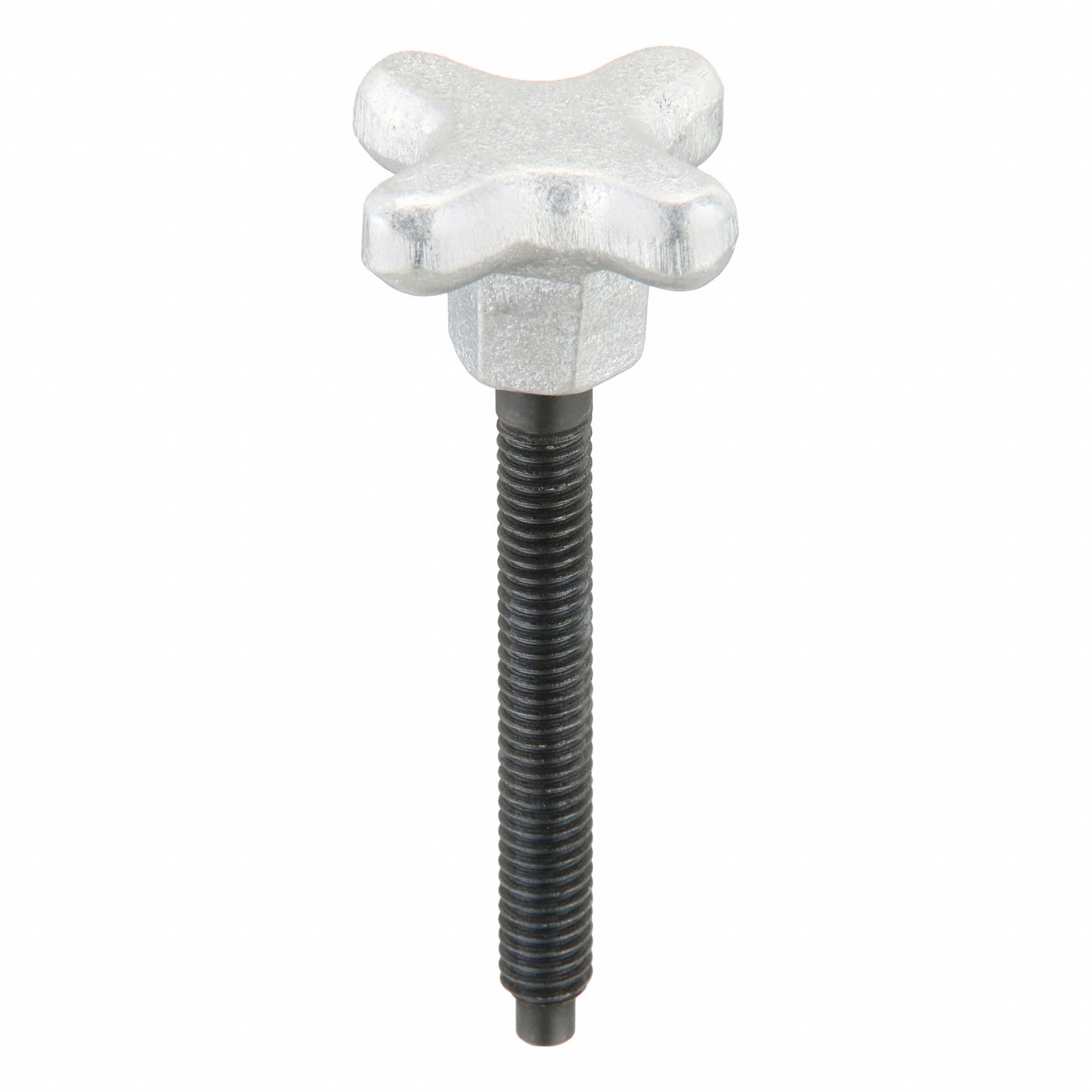 Dog Point Hand Knob Screw: 5/16"-18 Thread, 2 1/4 in Thread Lg, 2 PK
