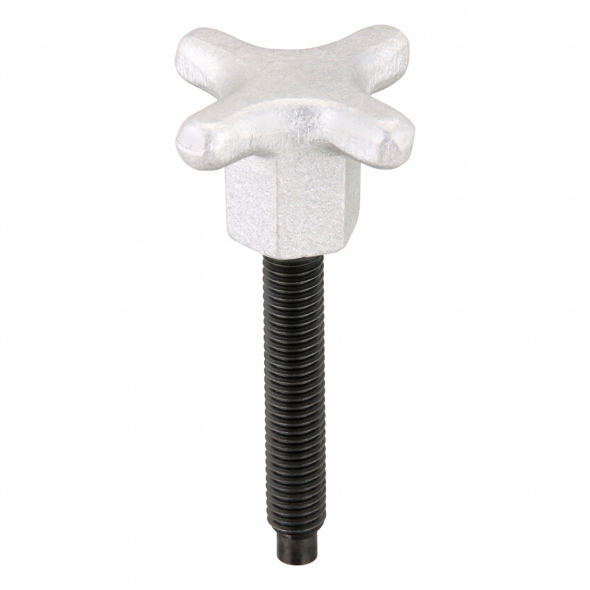 Dog Point Hand Knob Screw: 1/2"-13 Thread, 2 3/4 in Thread Lg, 2 PK