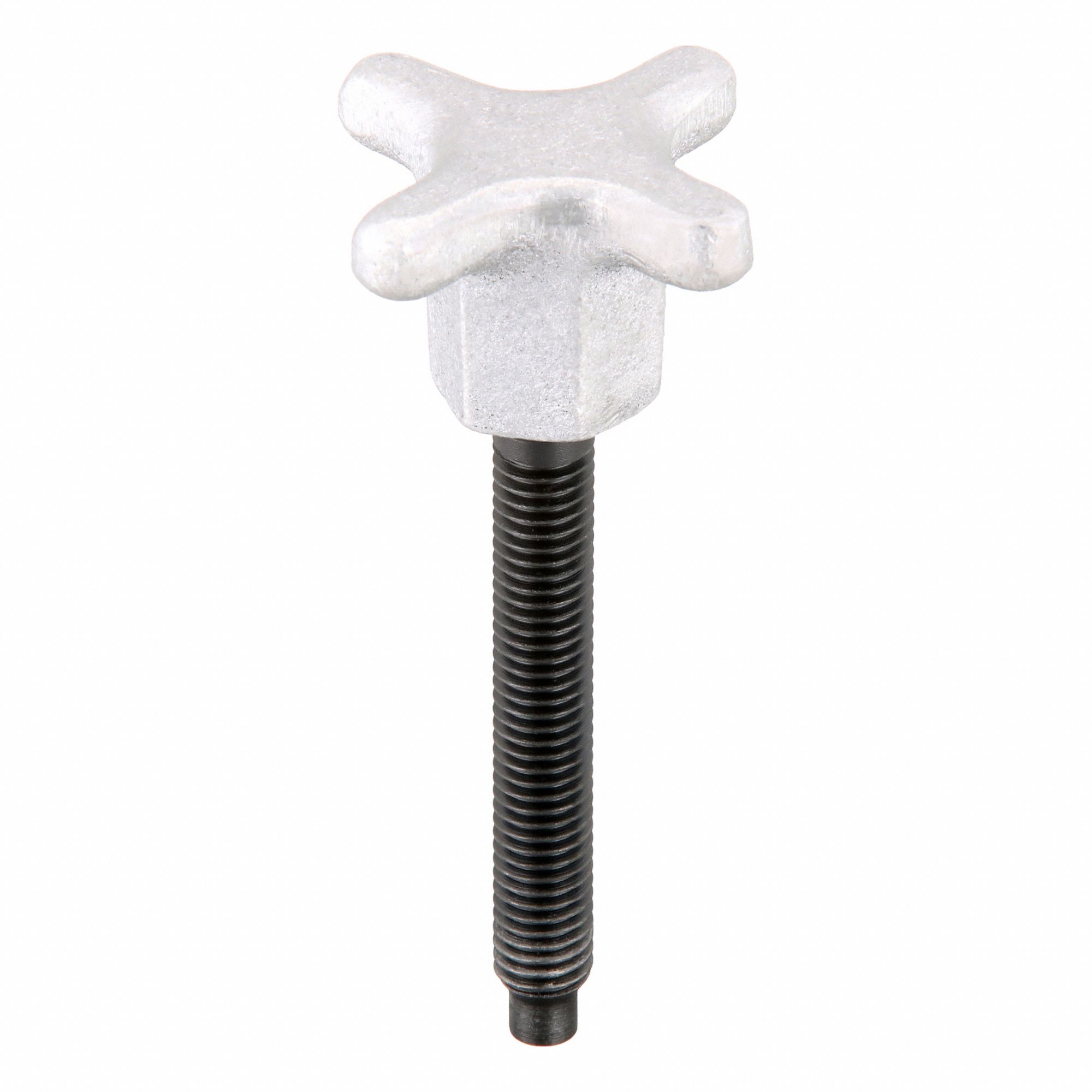 Dog Point Hand Knob Screw: 1/2"-13 Thread, 3 1/4 in Thread Lg, 2 PK
