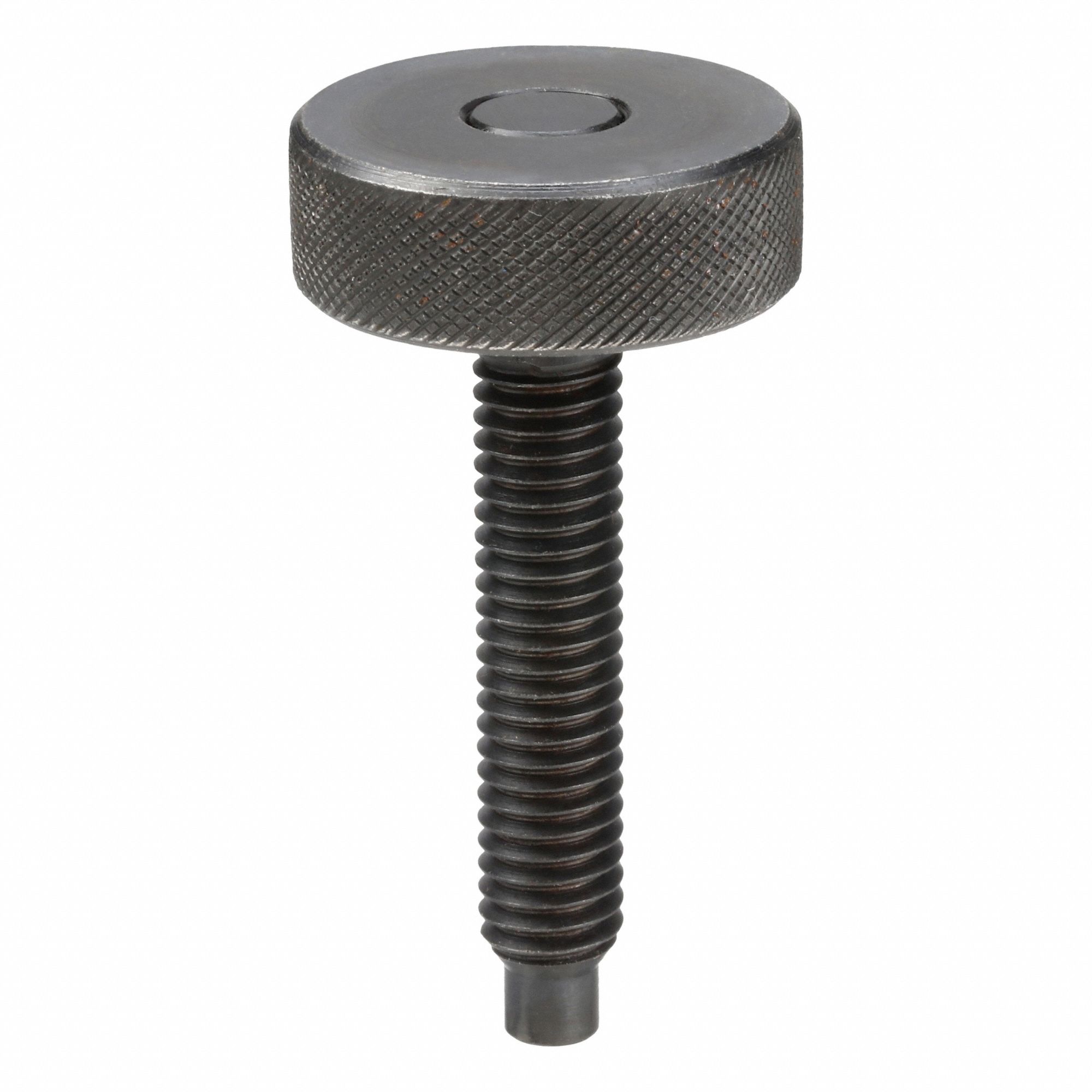 Dog Point Knurled Head Screw: 3/8"-16 Thread, 1 3/4 in Thread Lg