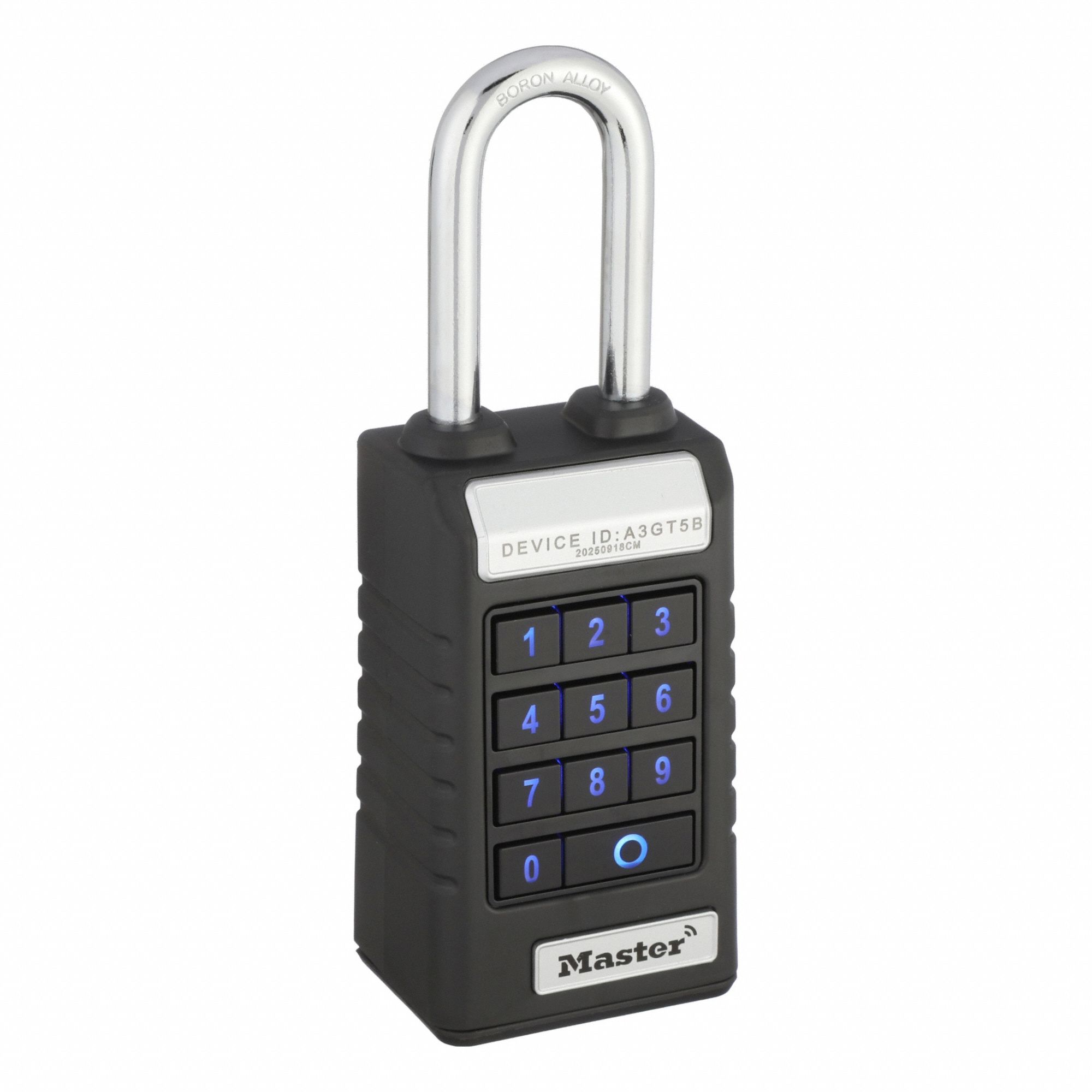 Bluetooth Padlock: Black, Long Shackle, Boron Alloy Shackle