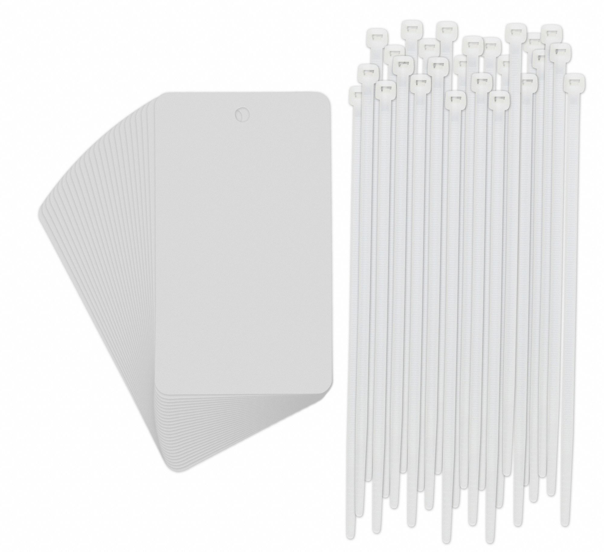 Tag: 3 in Wd, 5 in Ht, White, Rectangle, Not Laminated, Indoor/Outdoor, UNSPSC, White, 25 PK