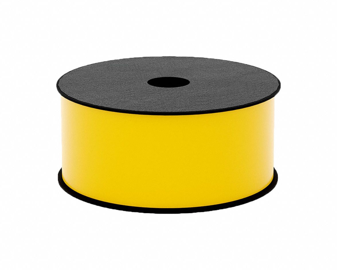 Continuous Label Stock: 2 in x 150 ft, Vinyl, Yellow (Gloss), Indoor/Outdoor