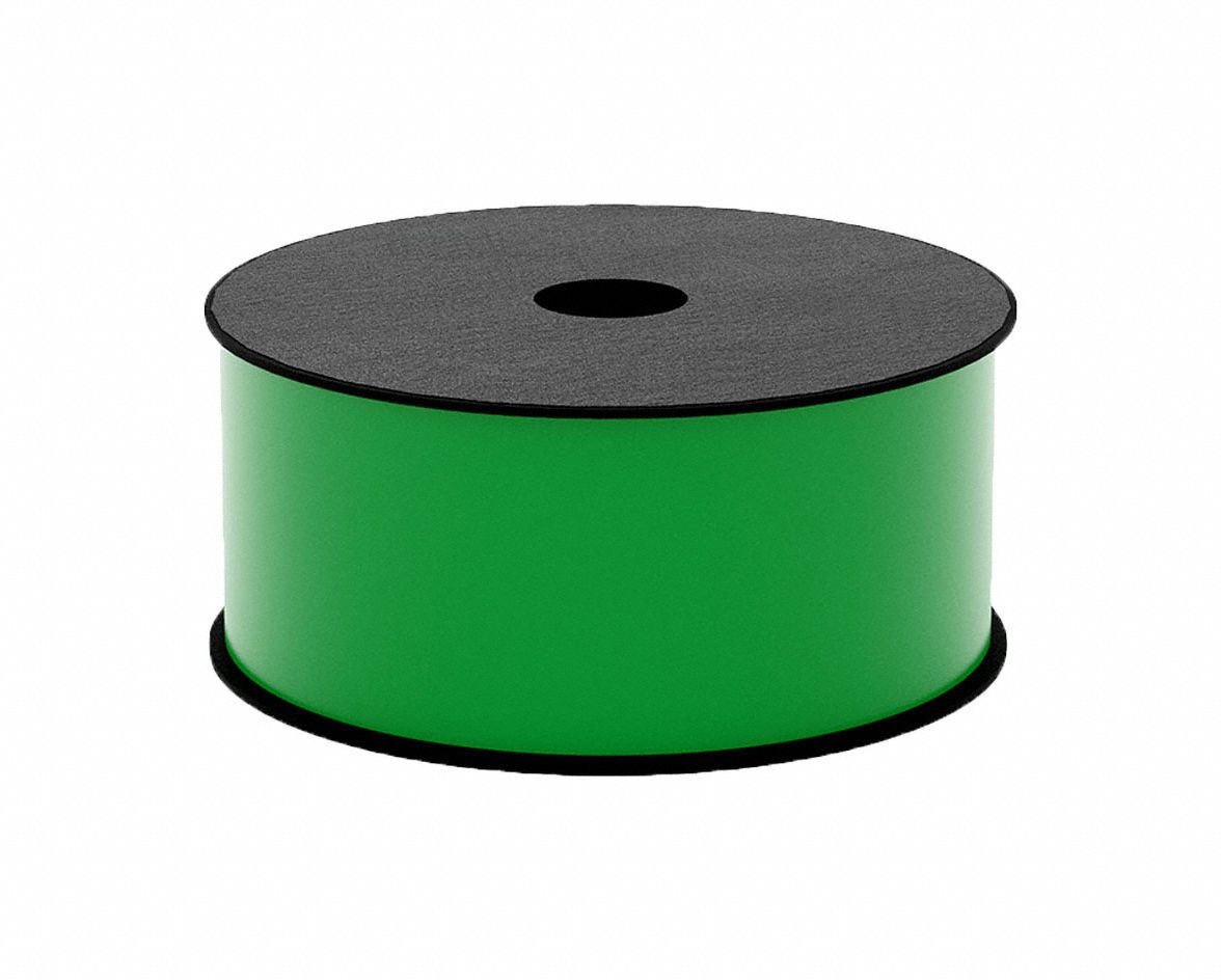 Continuous Label Stock: 2 in x 150 ft, Vinyl, Green (Gloss), Indoor/Outdoor