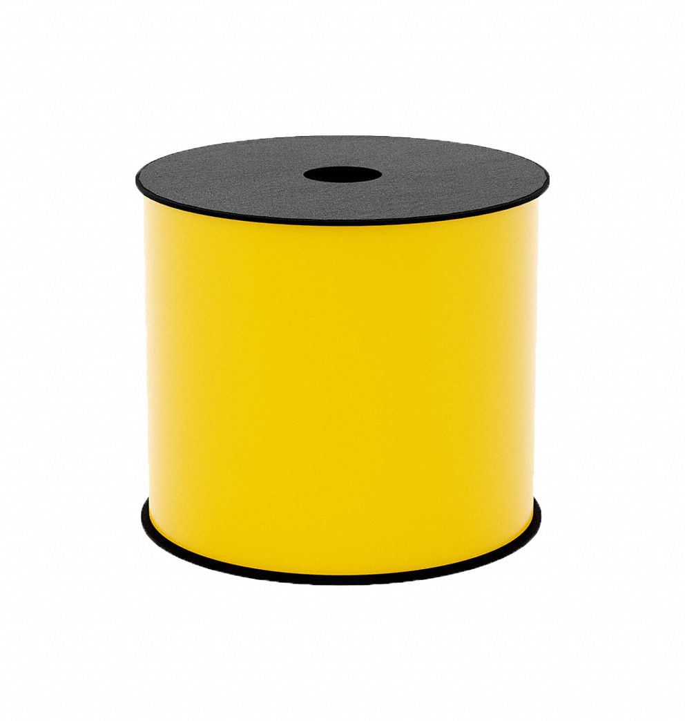 Continuous Label Stock: 4 in x 150 ft, Vinyl, Yellow (Gloss), Indoor/Outdoor