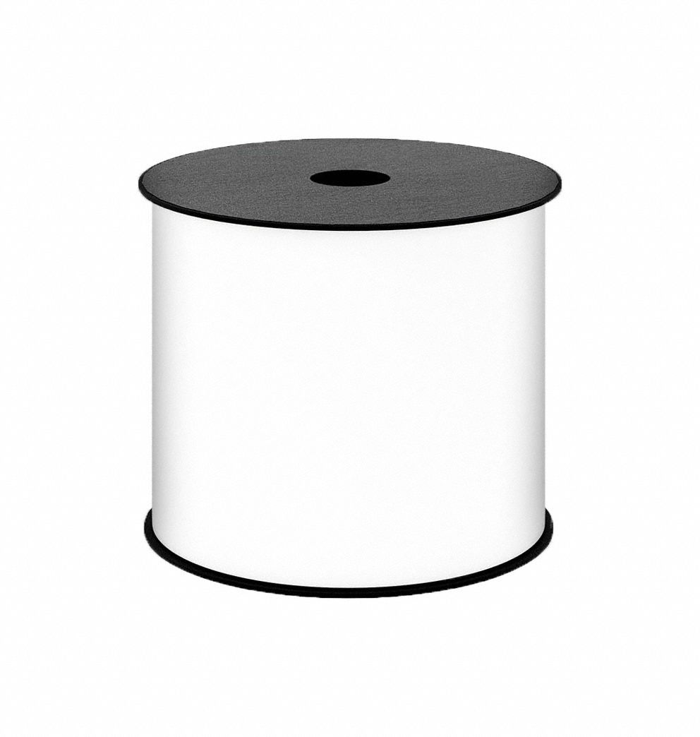 Continuous Label Stock: 4 in x 150 ft, Vinyl, White (Gloss), Indoor/Outdoor