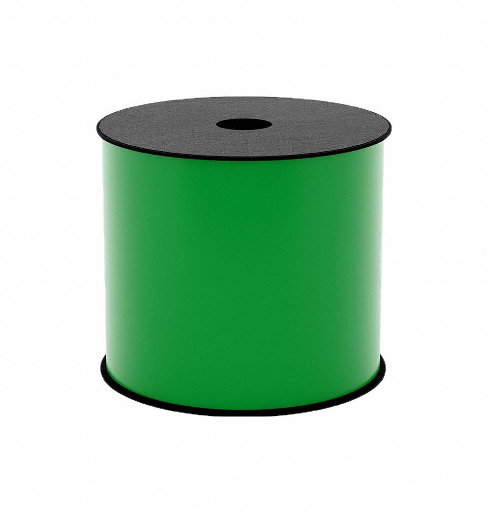 Continuous Label Stock: 4 in x 150 ft, Vinyl, Green (Gloss), Indoor/Outdoor