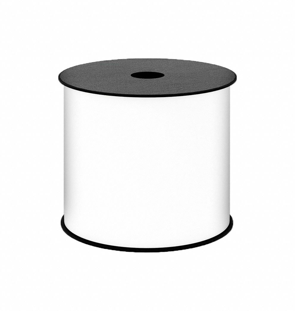 Continuous Label Stock: 4 in x 150 ft, Vinyl, White (Gloss), Indoor/Outdoor