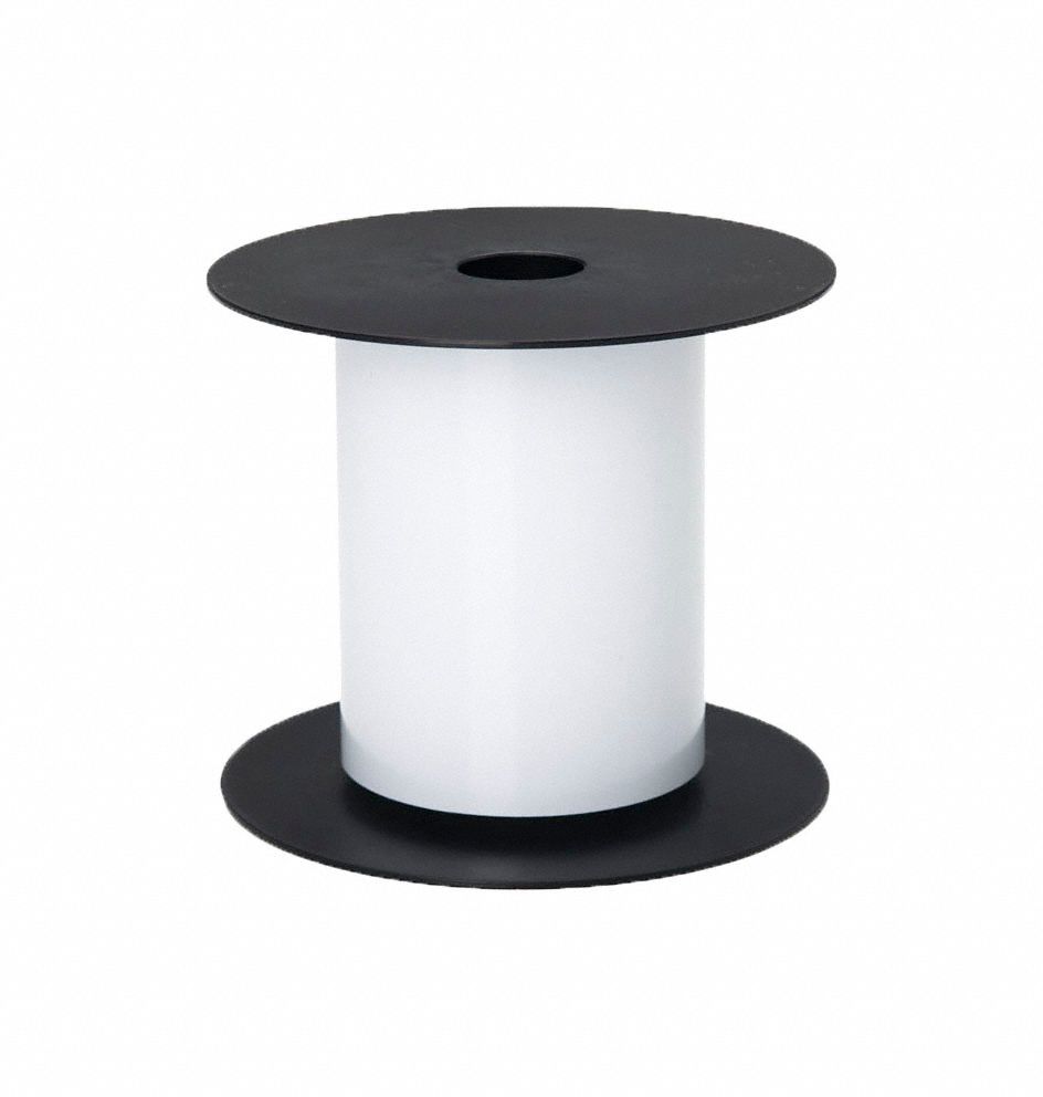 Continuous Label Stock: 4 in x 25 ft, Vinyl, White (Gloss), Indoor/Outdoor