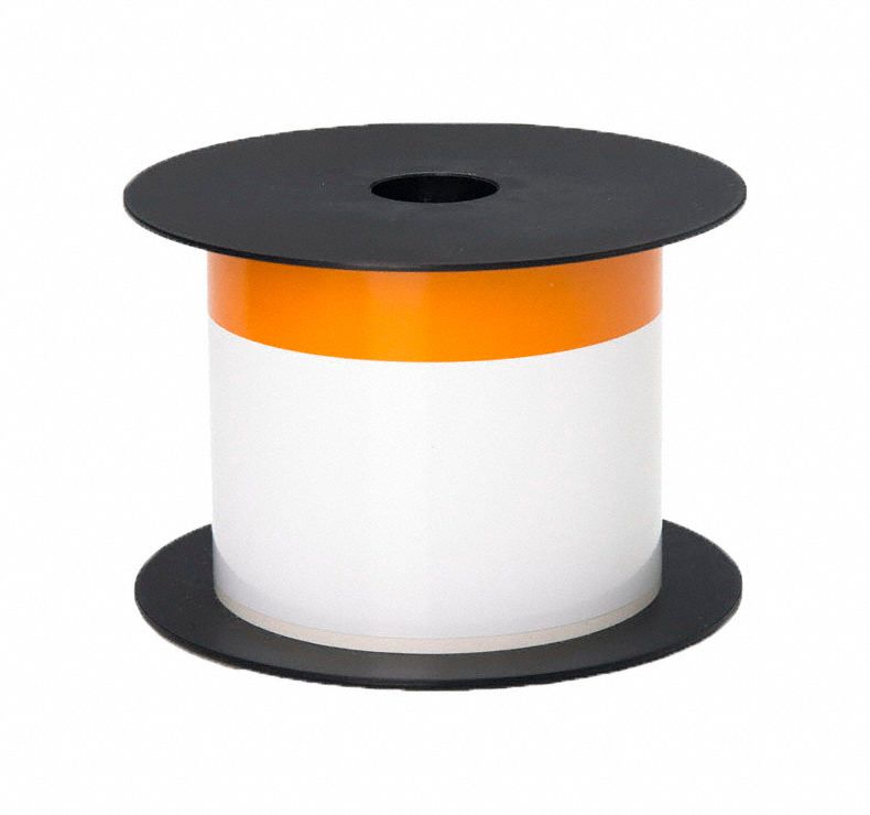 Pre-Cut Label Stock Roll: Orange Header, 3 in x 5 in, Vinyl, Orange/White, Indoor/Outdoor