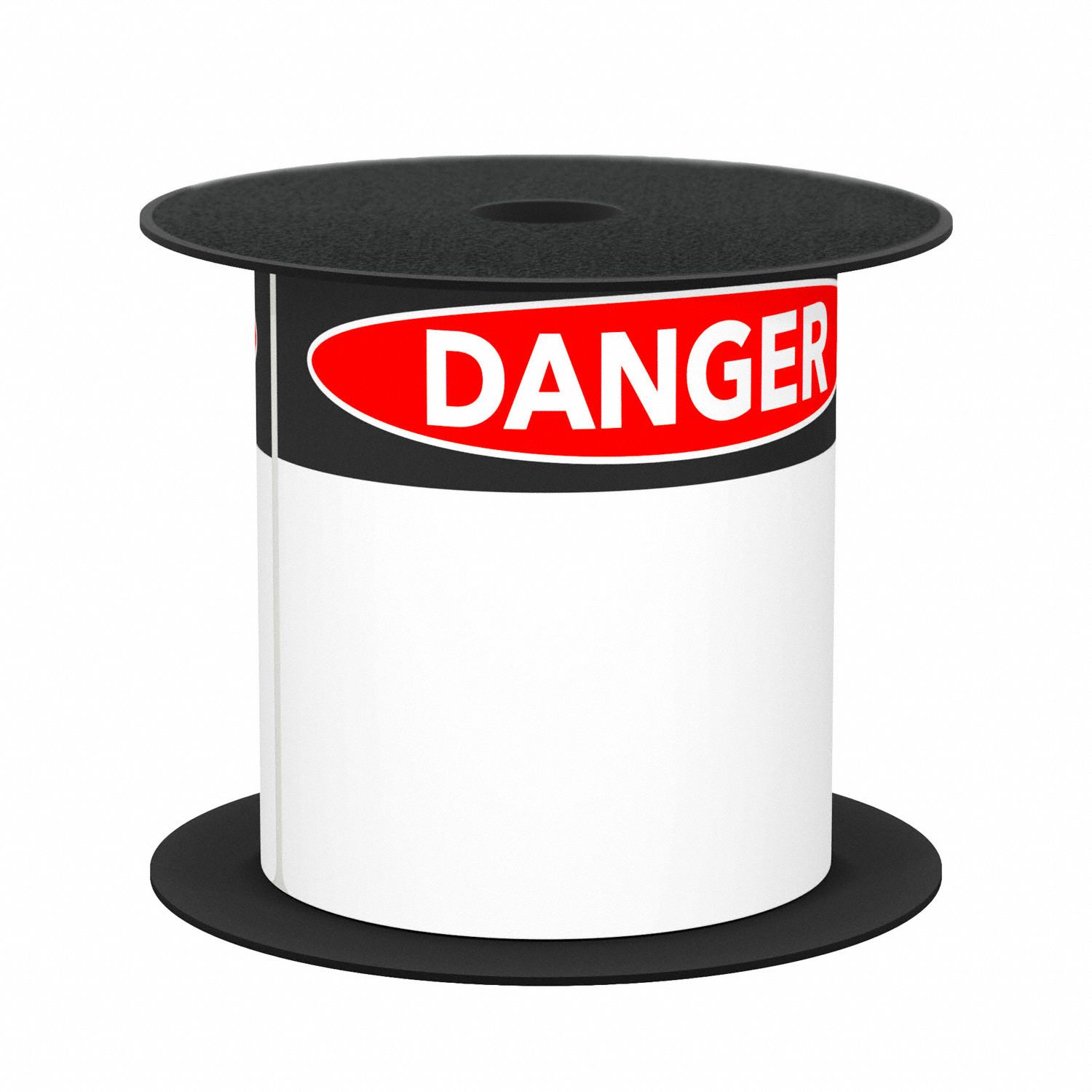 Pre-Cut Label Stock Roll: Danger, Black Header, 4 in x 6 in, Vinyl, Red/White, Indoor/Outdoor
