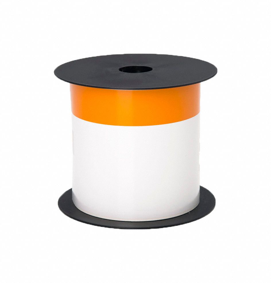 Pre-Cut Label Stock Roll: Orange Header, 4 in x 6 in, Vinyl, Orange/White, Indoor/Outdoor