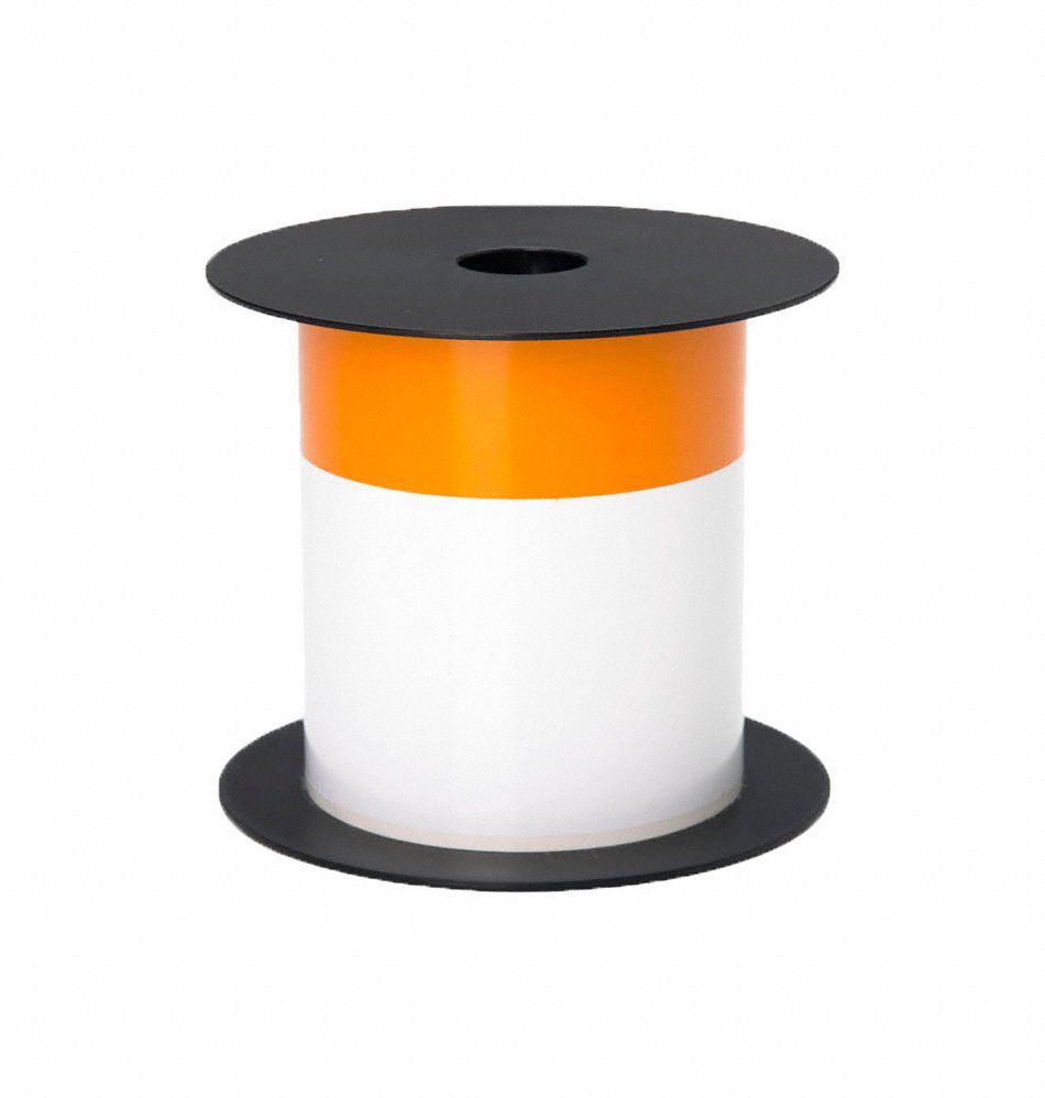 Pre-Cut Label Stock Roll: Orange Header, 4 in, Vinyl, Orange/White, Indoor/Outdoor