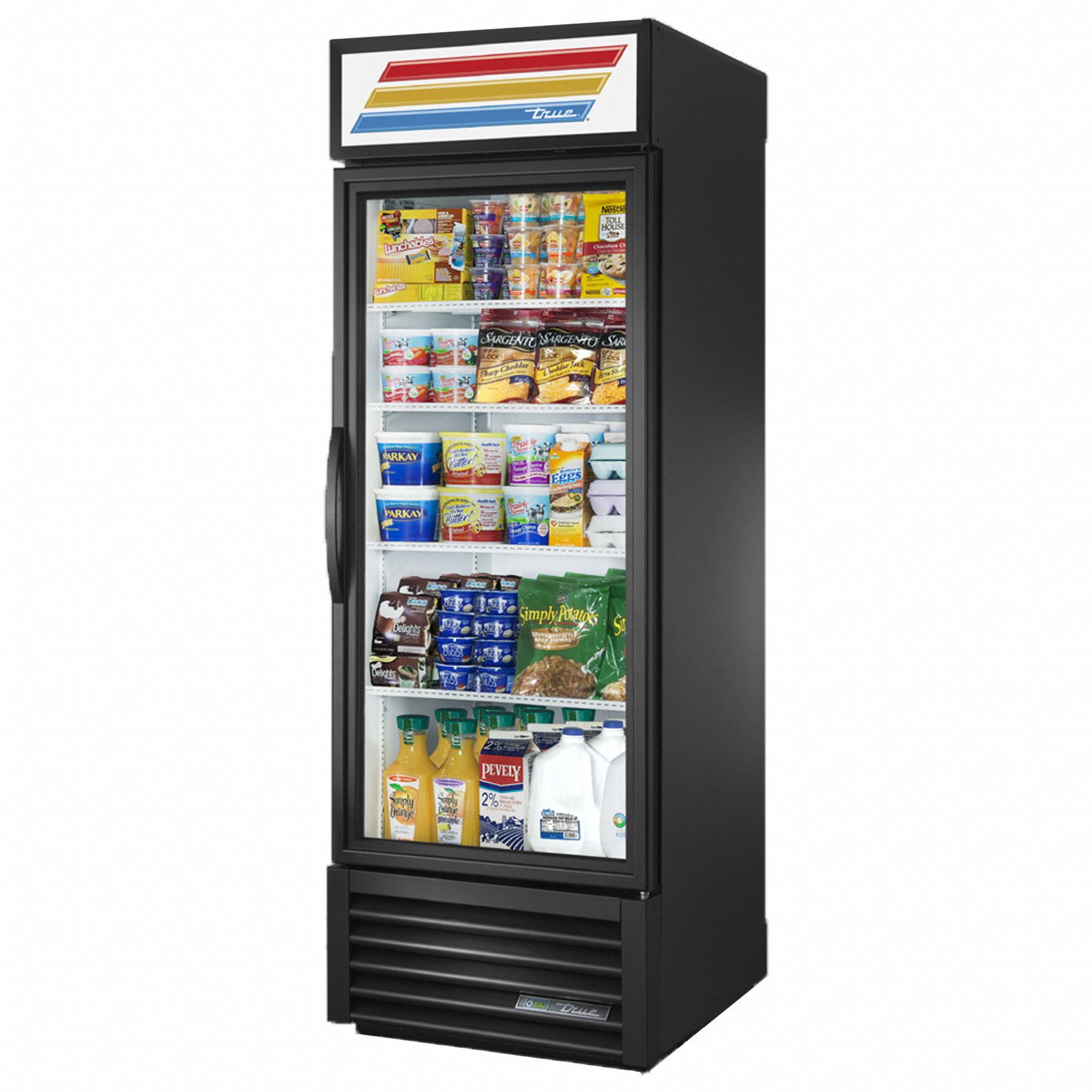 Refrigerated Merchandiser: 78 5/8 in x 27 in x 31 1/2 in, Black, Swing, 4 Shelves