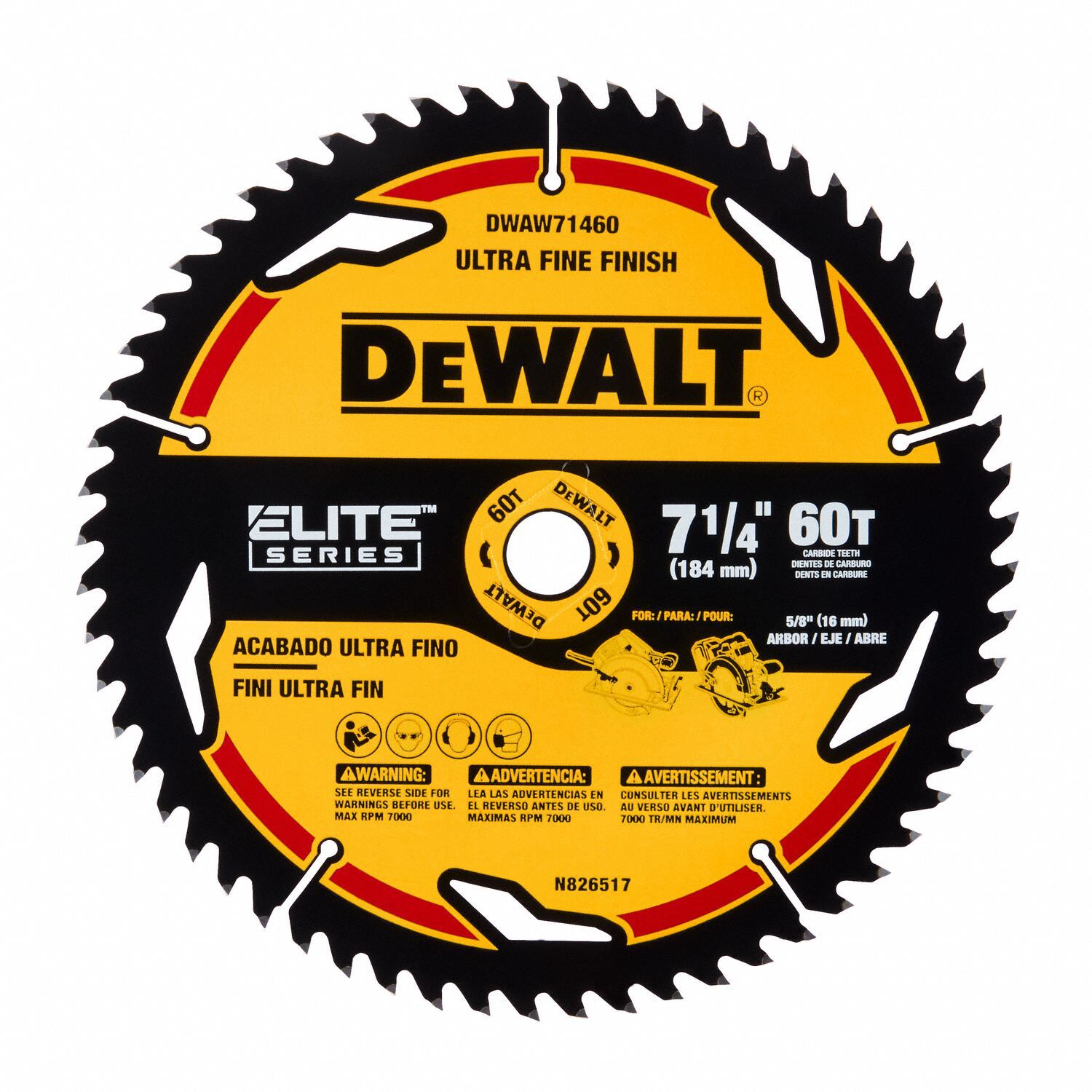 CIRCULAR SAW BLADE,7 1/4 IN,60 TEETH