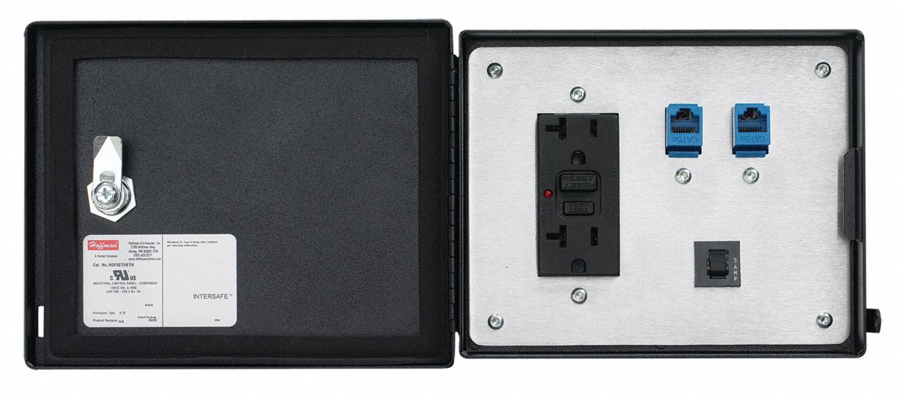 Steel, 120V Duplex Receptacle/(2) RJ45, Data Interface Port 787R58