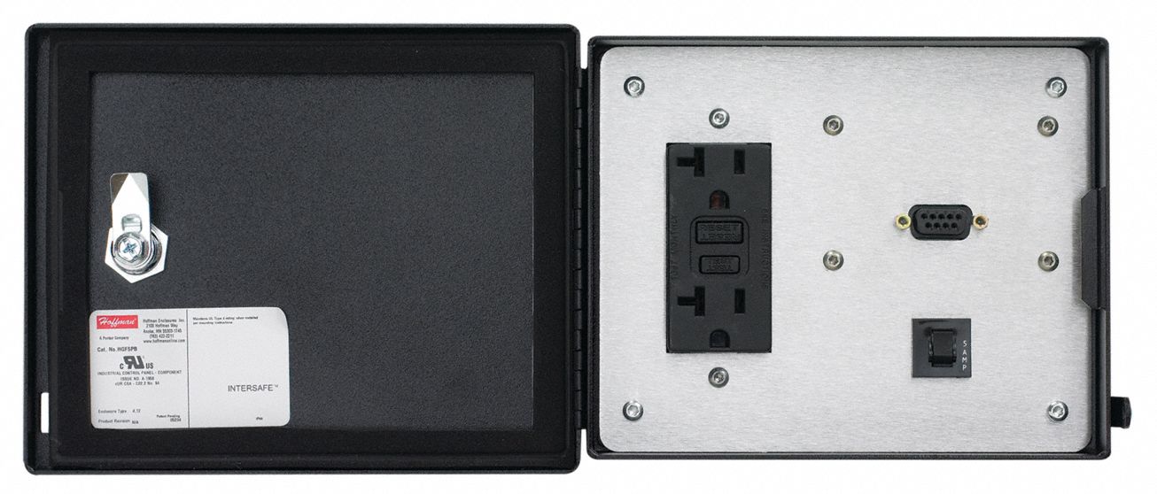 Data Interface Port: Polycarbonate, 120V Duplex Receptacle/9-Pin D-Sub, 5 A Reset
