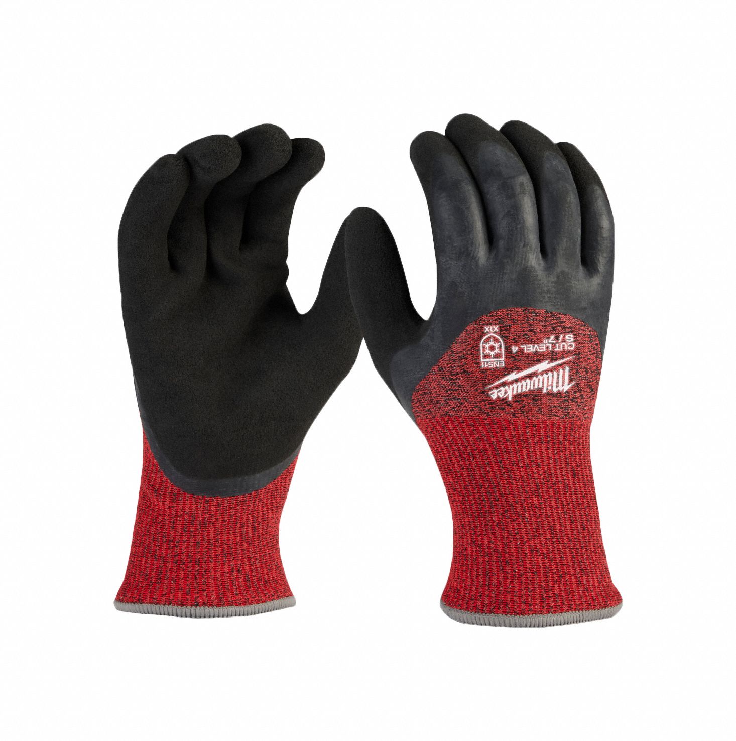 CUT LEVEL-4 WINTER DIPPED GLOVES, S, RED/BLACK, 10 IN, 15 GA, 12 PACK