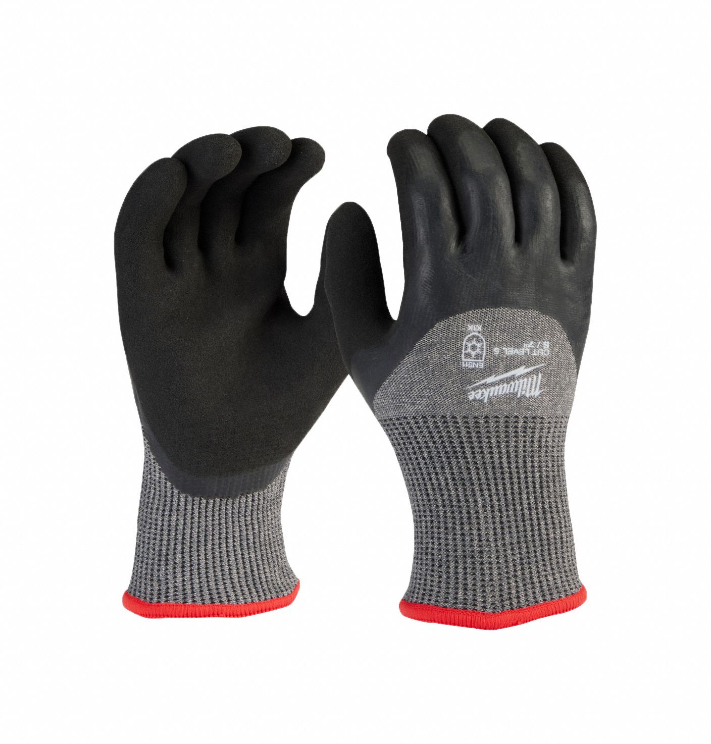 CUT LEVEL-5 WINTER DIPPED GLOVES, S, 10 IN, 13 GA, ACRYLIC, SANDY FINISH