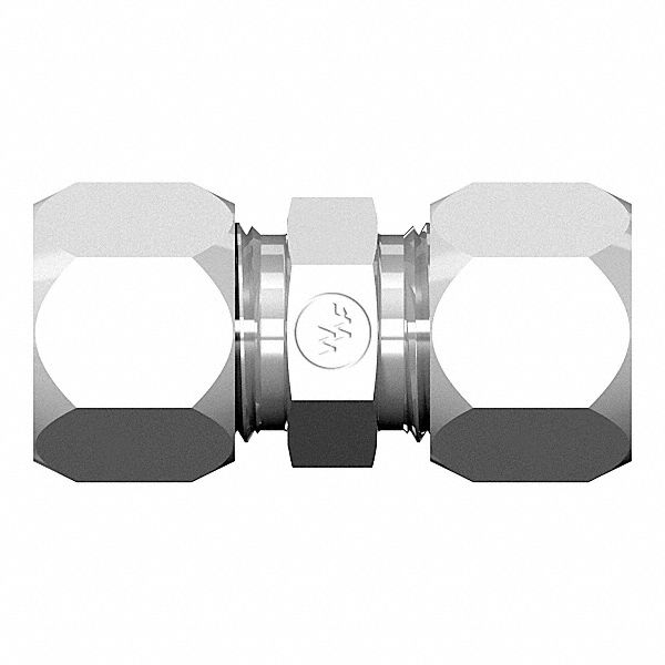 Compression Fitting Union: 1 1/2 in OD Size, 1 7/8-12 x 1 7/8-12 Thread Size, Steel